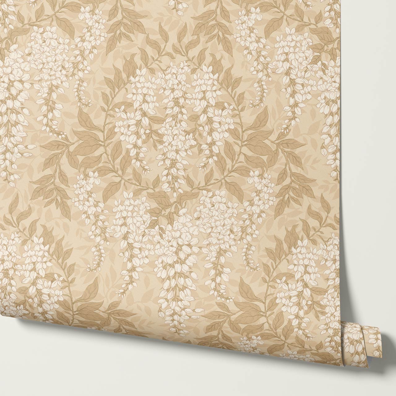 Rahna Wisteria Cluster Honey Ivory Wallpaper