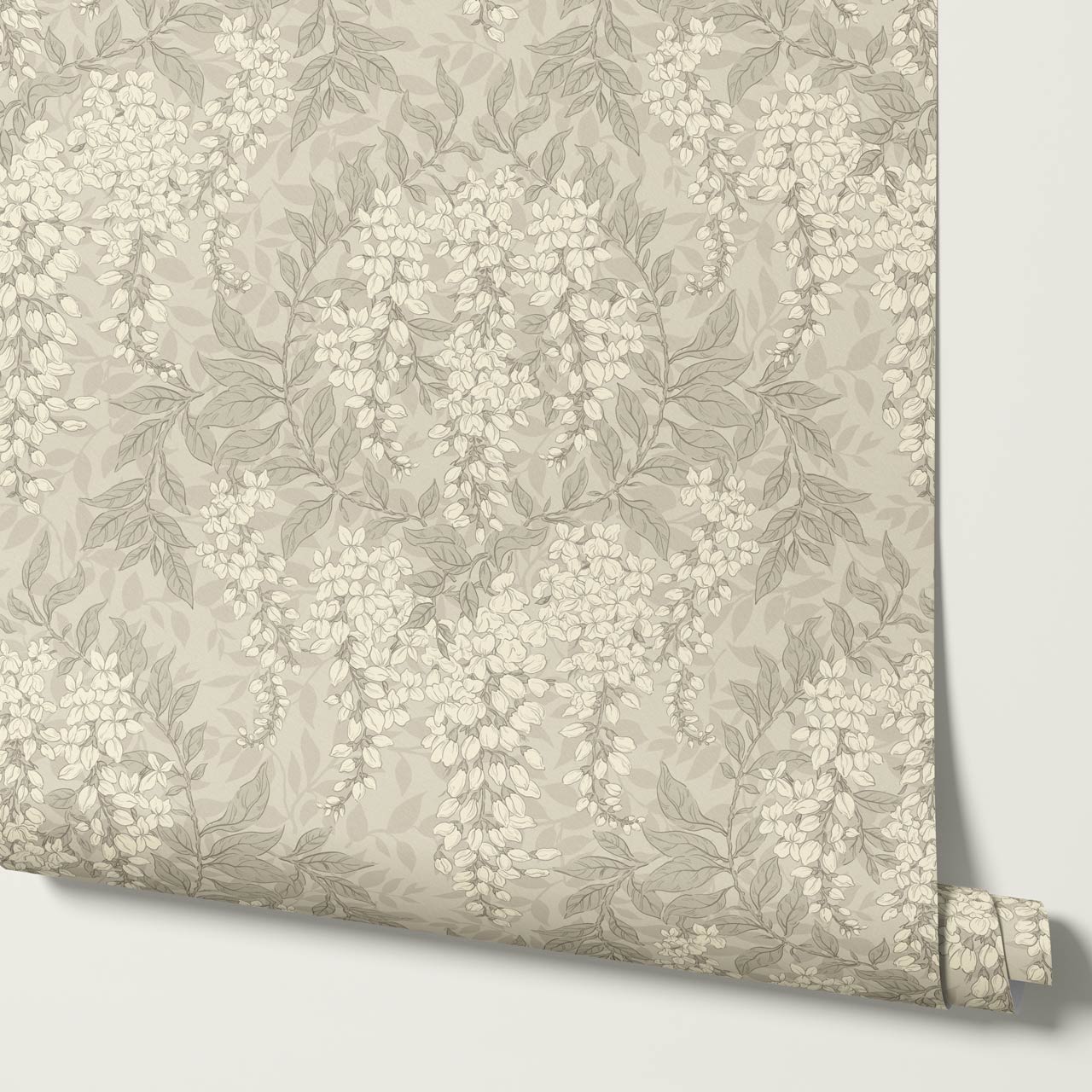 Rahna Wisteria Cluster Stone Cream Wallpaper