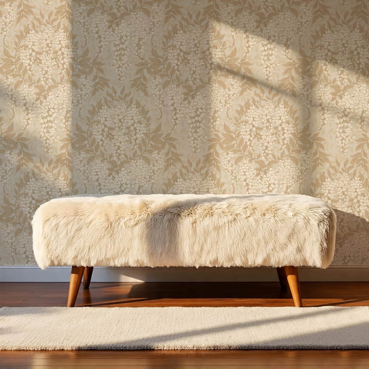 Rahna Wisteria Cluster Beige Butter Wallpaper