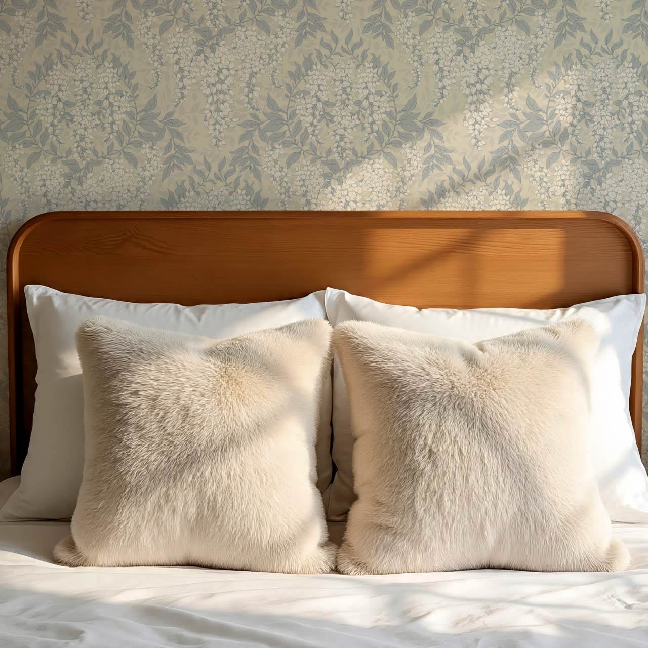 Rahna Wisteria Cluster French Blue Almond Wallpaper