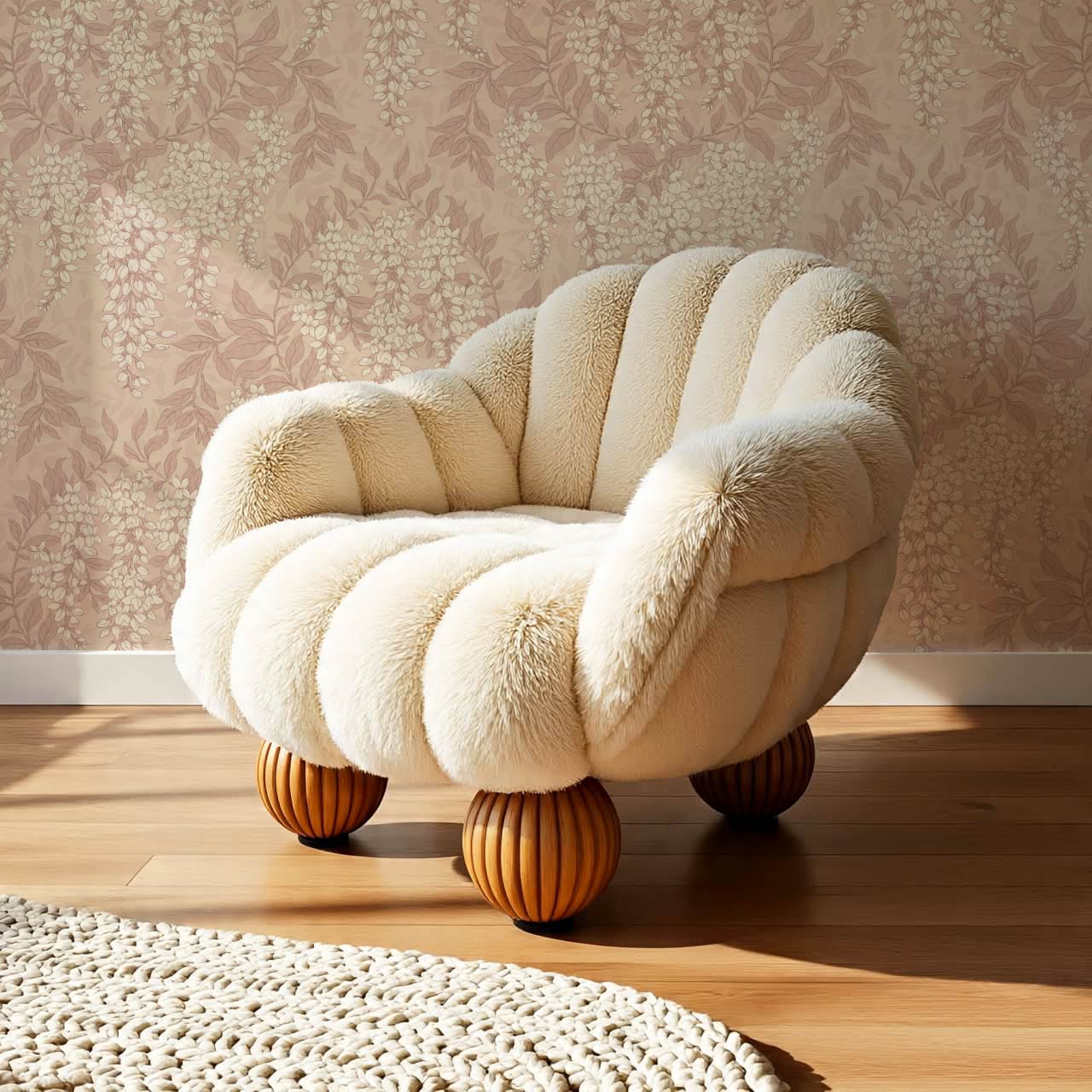 Rahna Wisteria Cluster Berry Cream Wallpaper