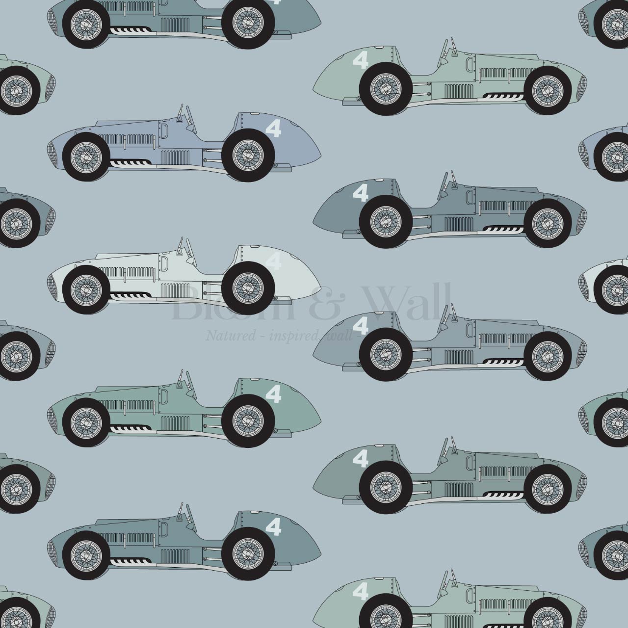 Raivo Race Cars Blue Gray Wallpaper