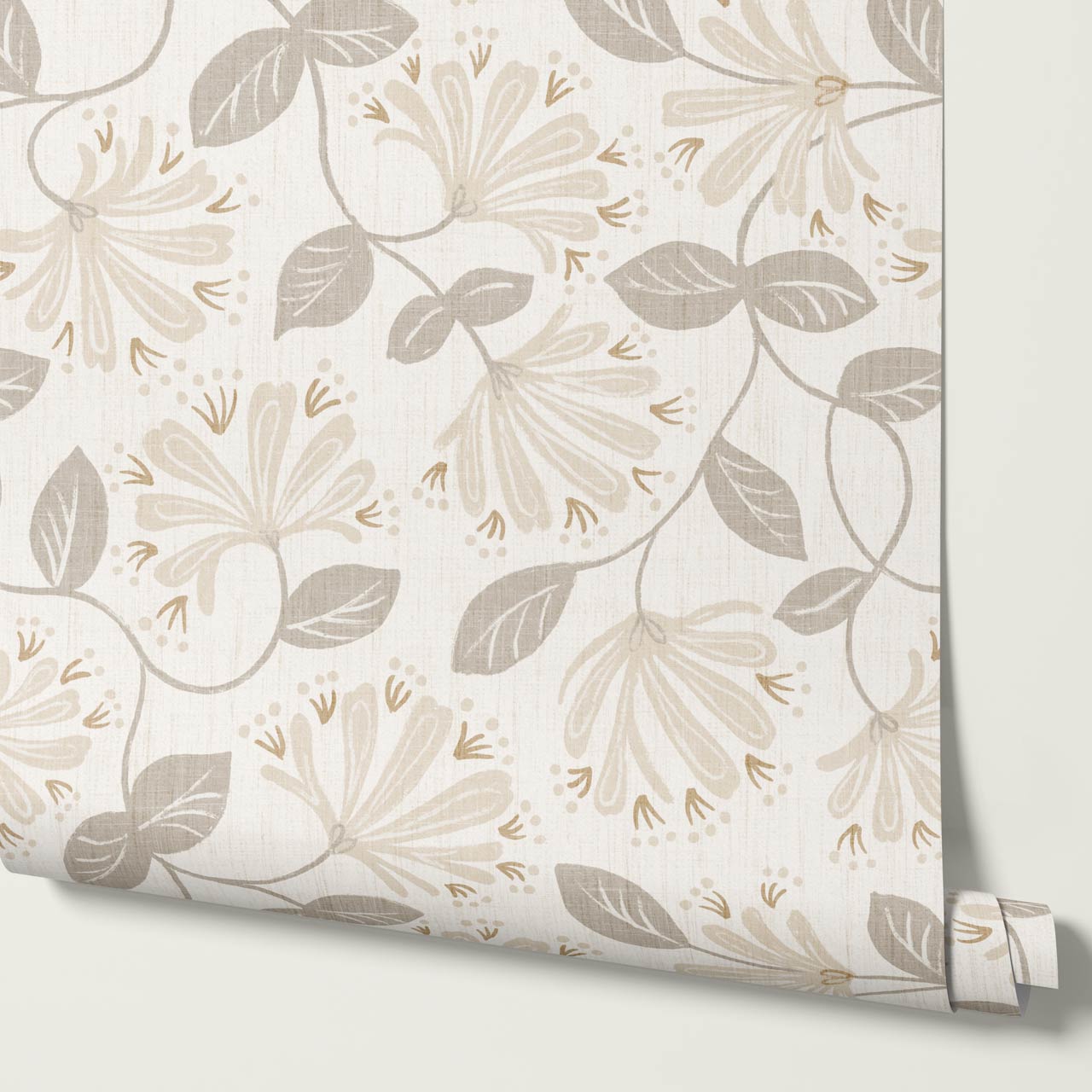 Raquel Honeysuckle Vines Neutral Beige Wallpaper