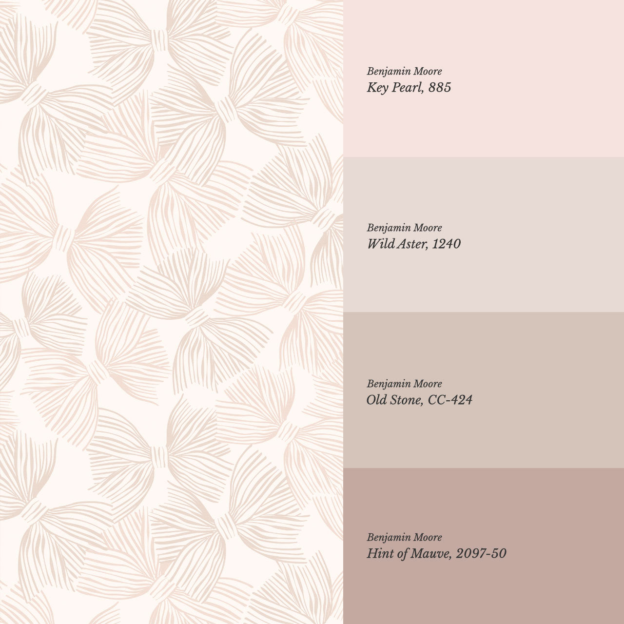 Raya Soft Bows Mauve Wallpaper