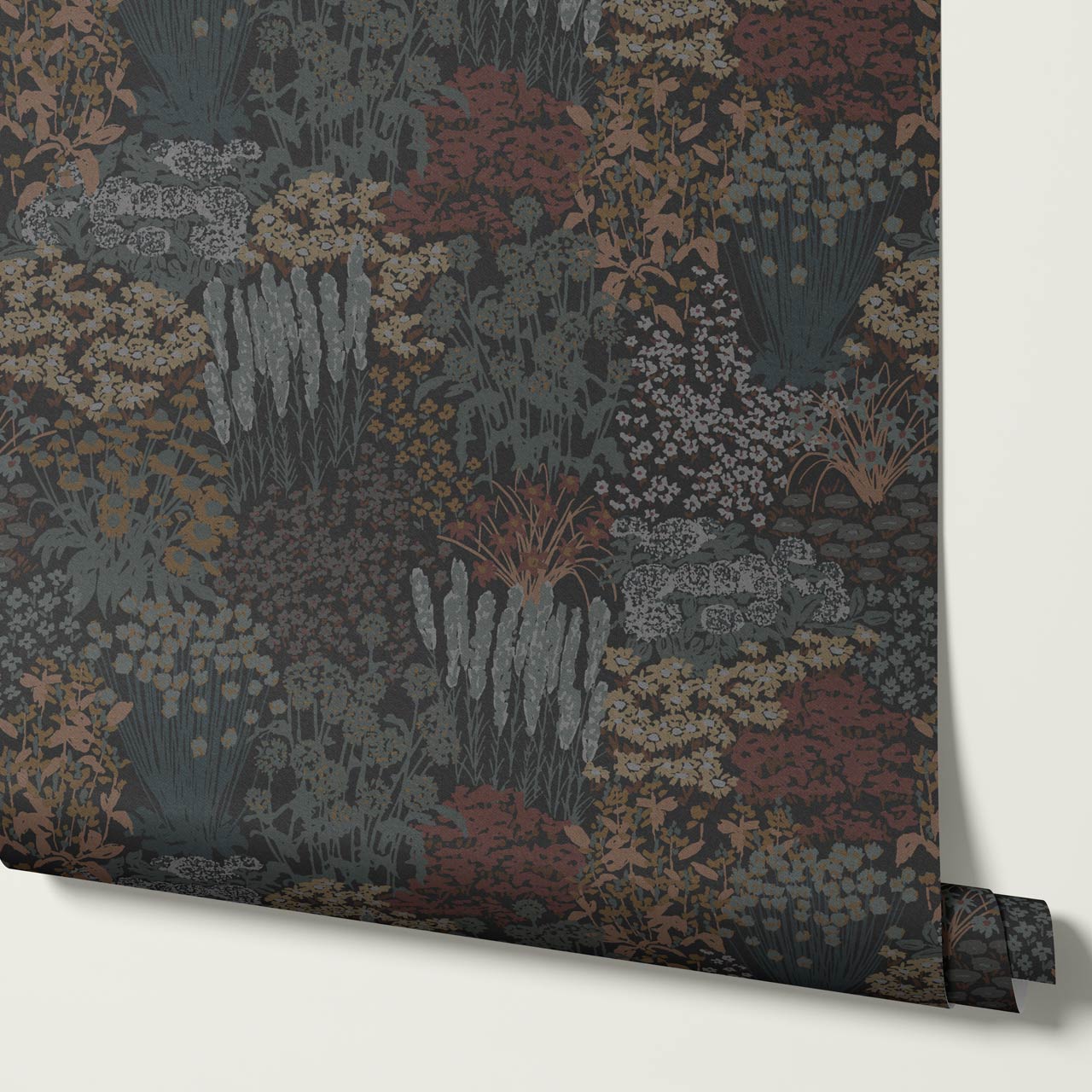 Reese Garden Bloom Moody Brown Wallpaper