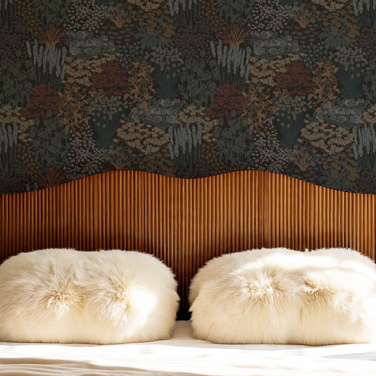 Reese Garden Bloom Moody Brown Wallpaper