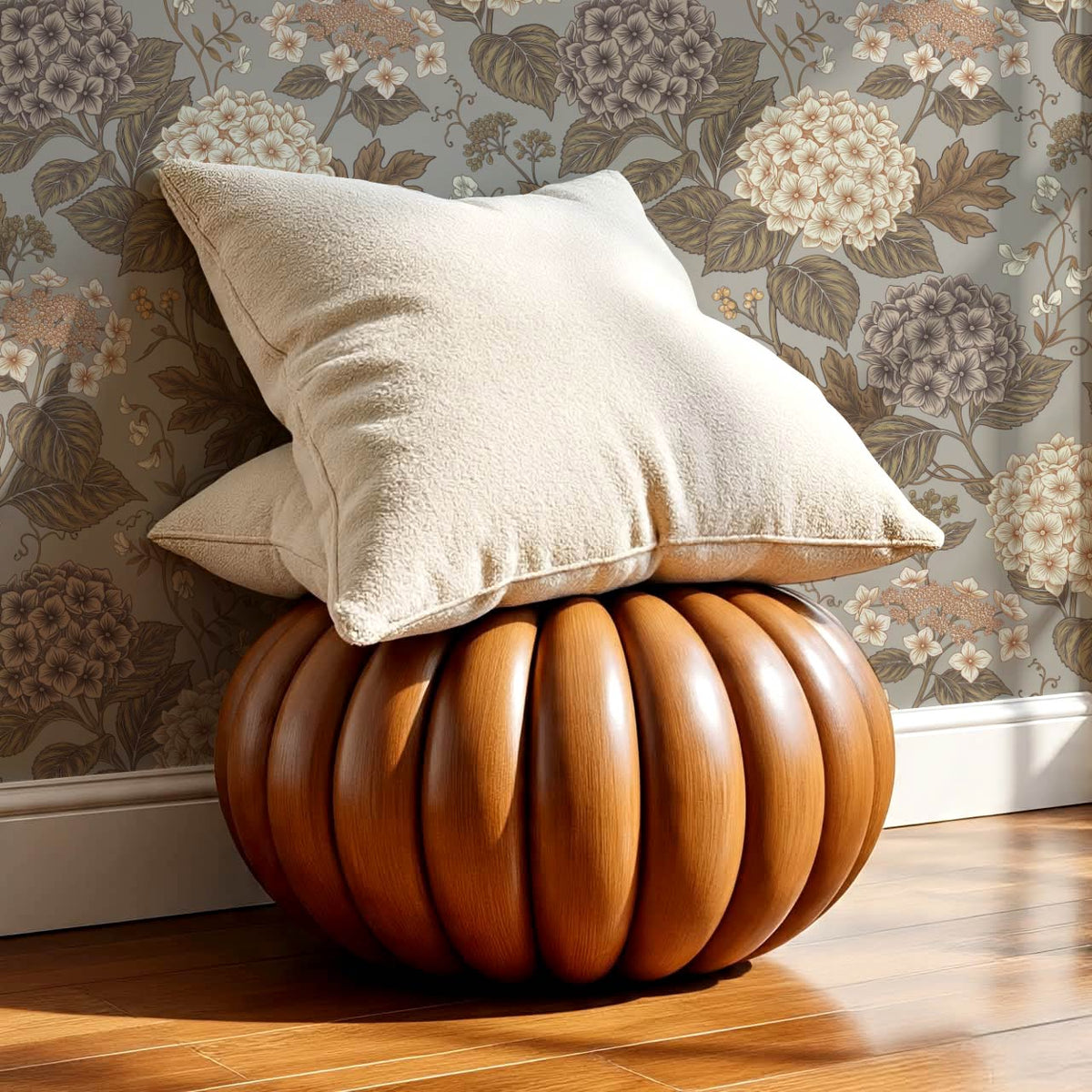 Regina Hydrangea Dove Gray Brown Wallpaper