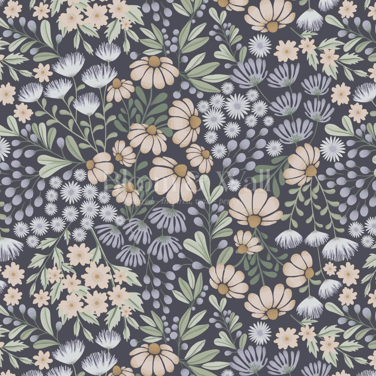 Reign Floral Wilderness Garden Blue Wallpaper