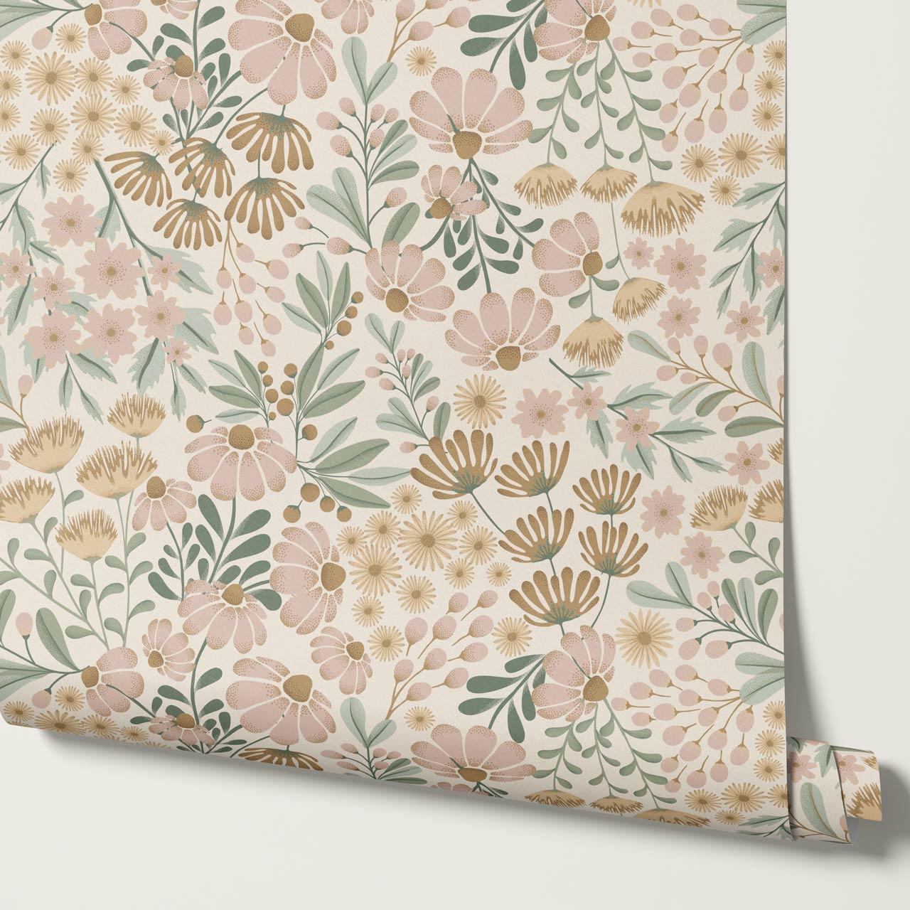 Reign Floral Wilderness Garden Blush Wallpaper