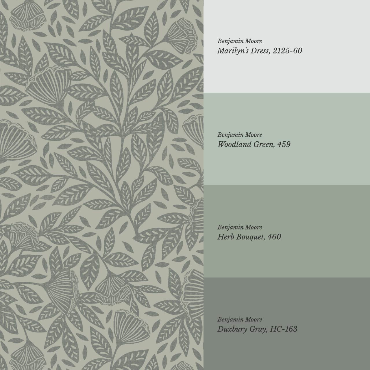 Remi Art Nouveau Floral Evergreen Wallpaper