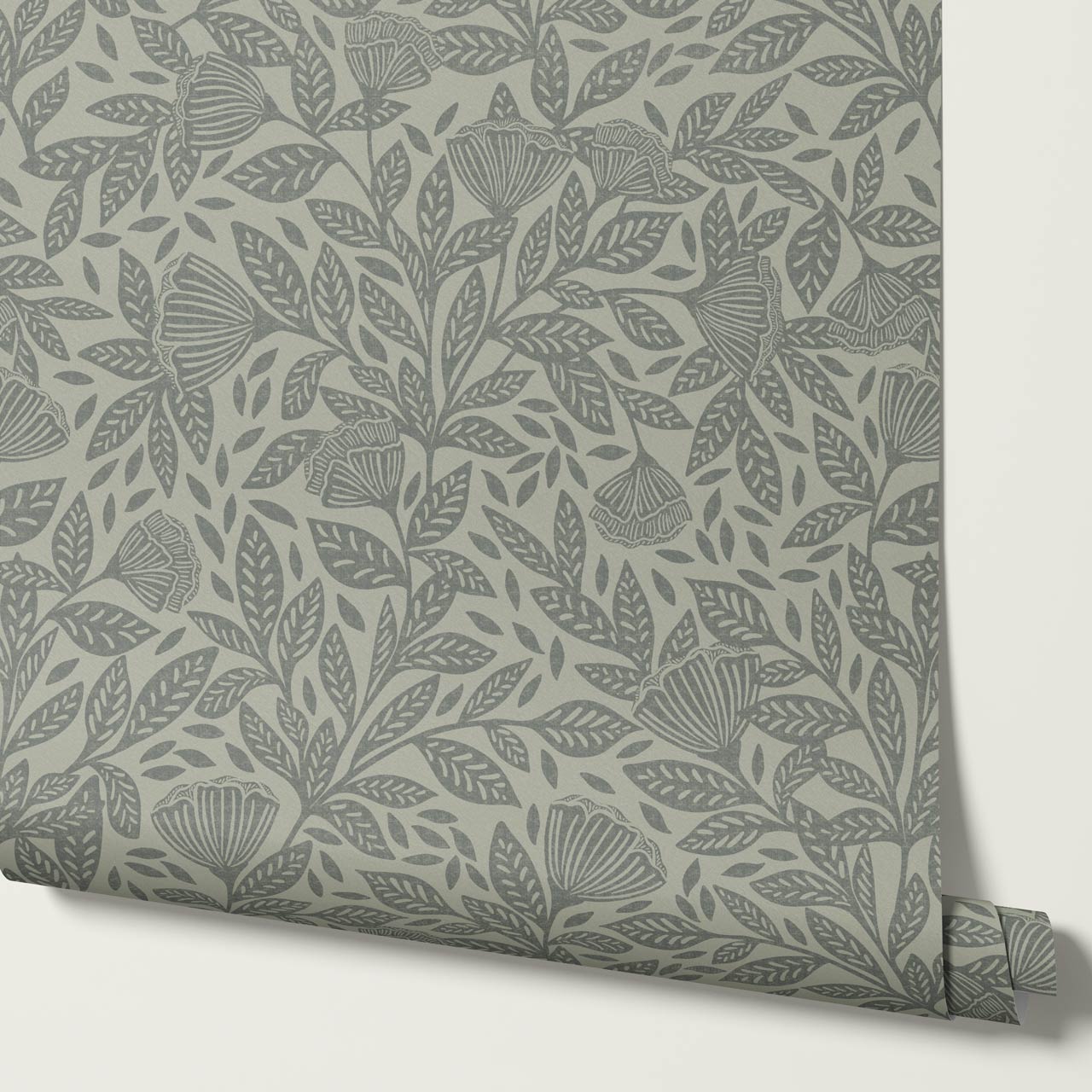 Remi Art Nouveau Floral Evergreen Wallpaper