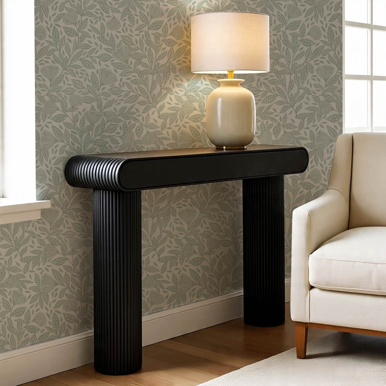 Remi Art Nouveau Floral Dusty Blue Wallpaper