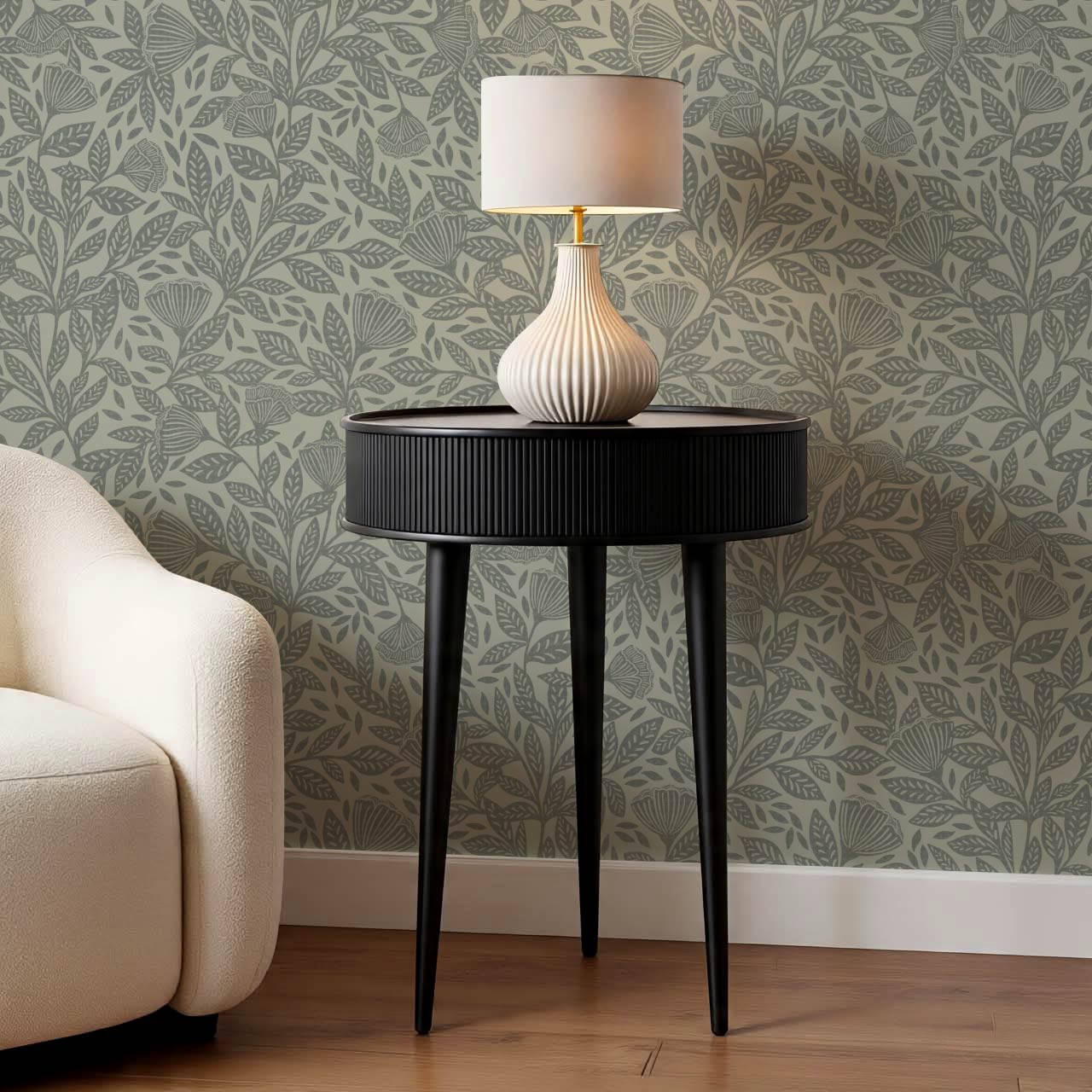 Remi Art Nouveau Floral Evergreen Wallpaper