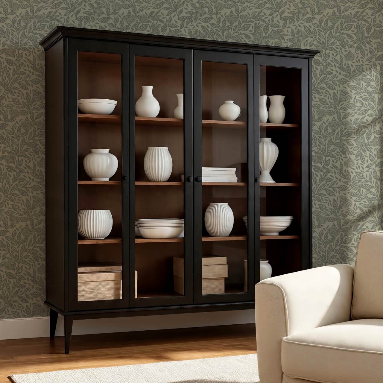 Remi Art Nouveau Floral Evergreen Wallpaper