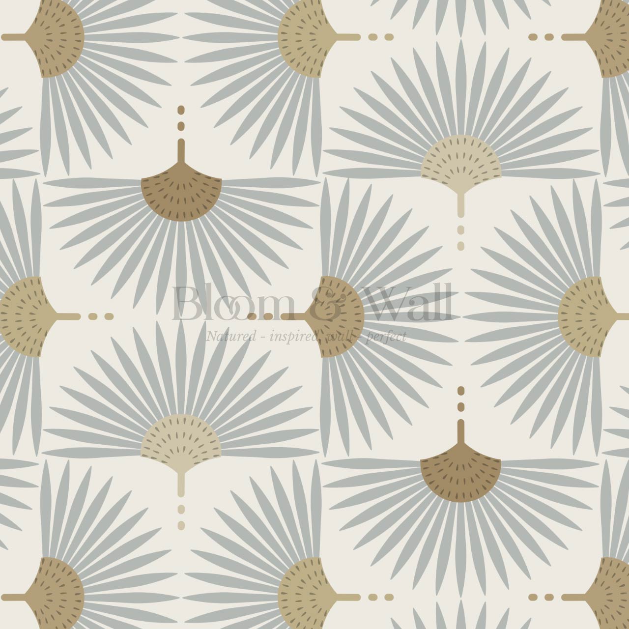 Renilda Mid-Century Sunburst Pale Gray Mustard Wallpaper