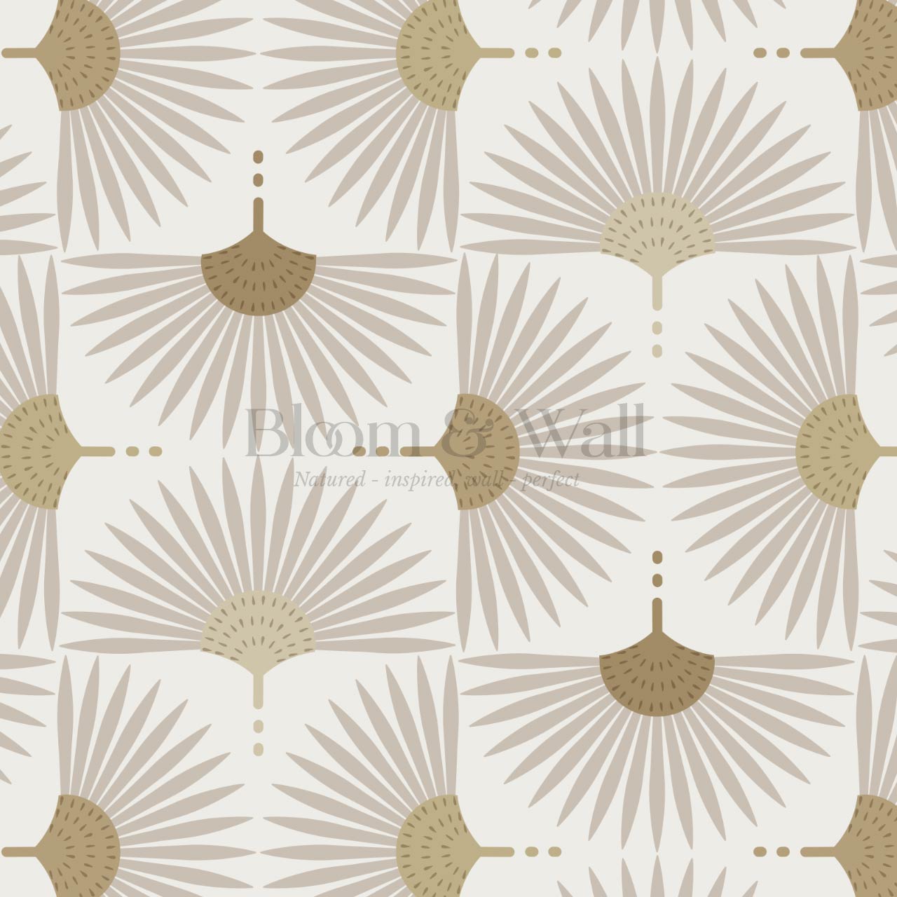 Renilda Mid-Century Sunburst Taupe Mustard Wallpaper