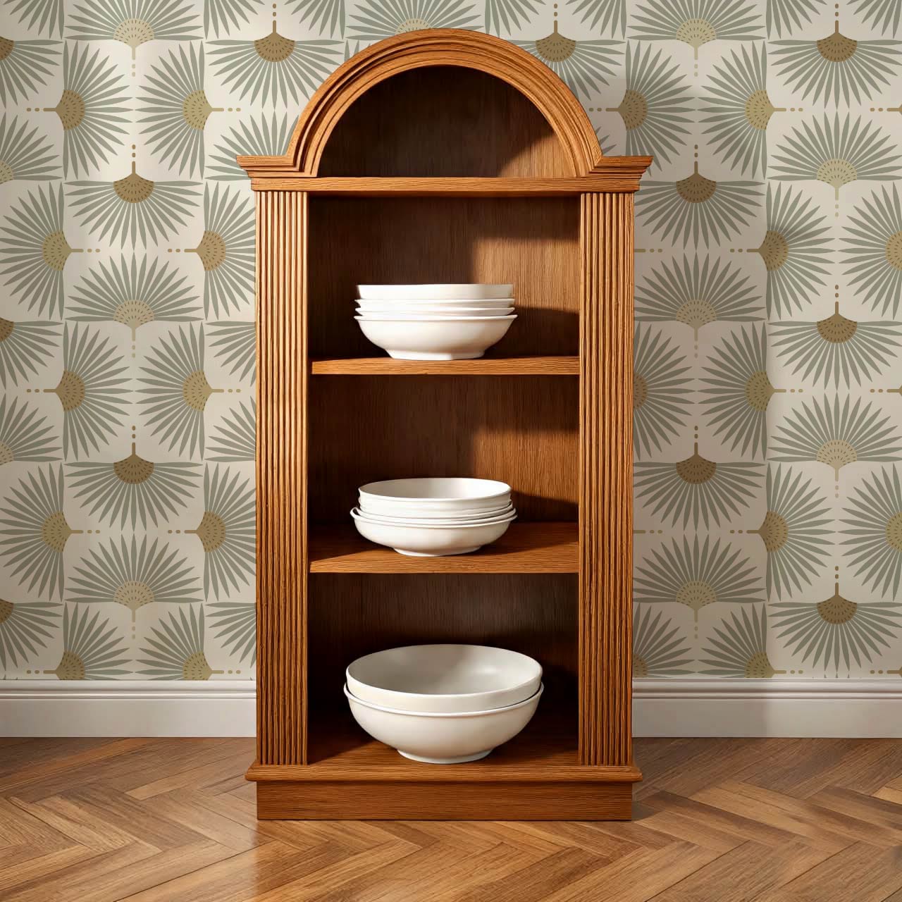 Renilda Mid-Century Sunburst Sage Mustard Wallpaper