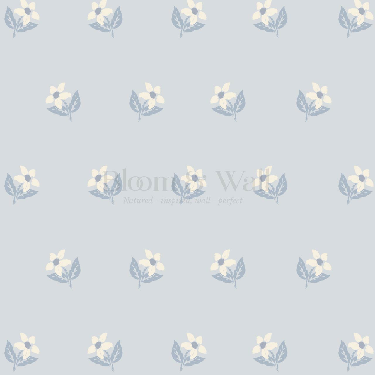 Rima Simple Anemone Blue Cream Wallpaper