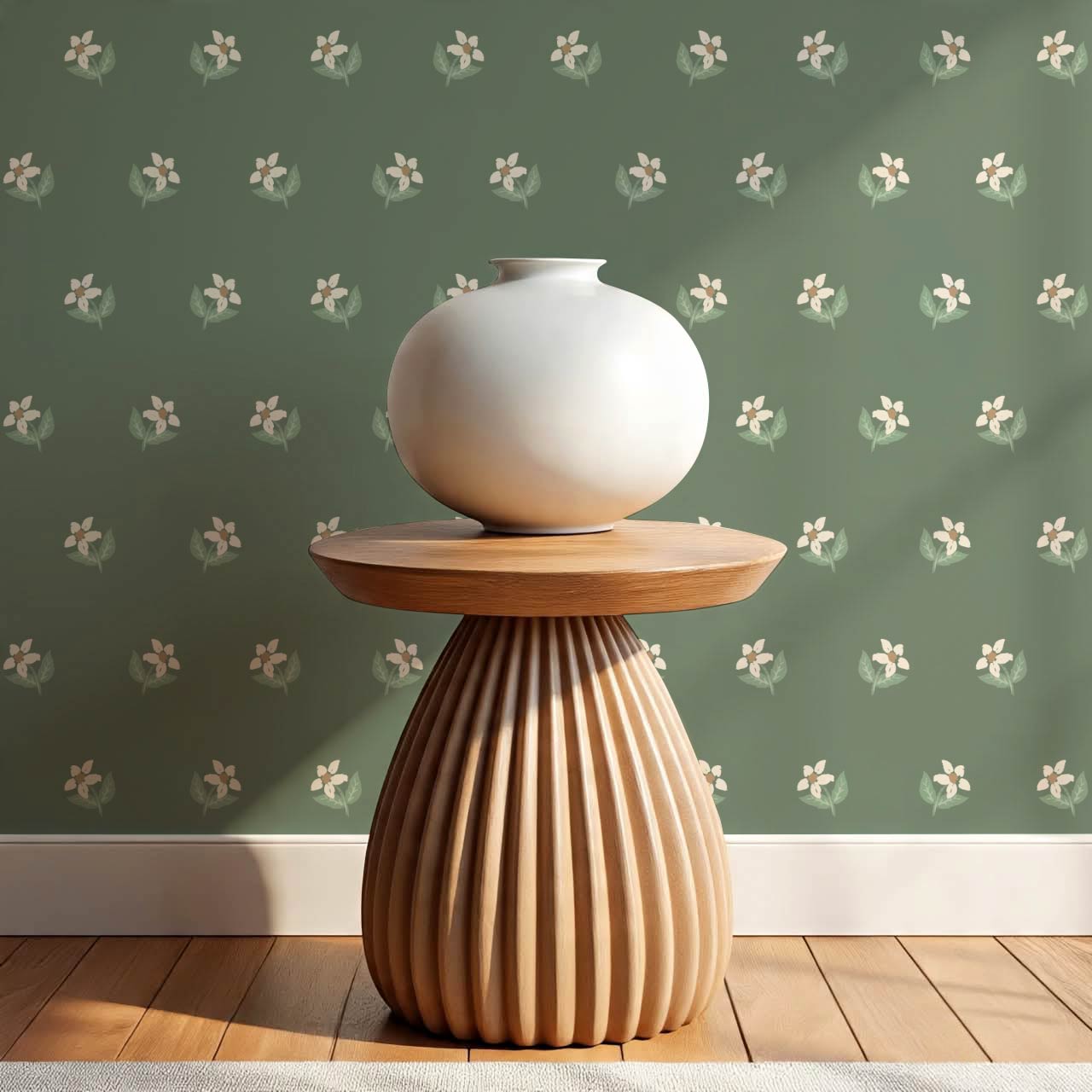Rima Simple Anemone Green Cream Wallpaper
