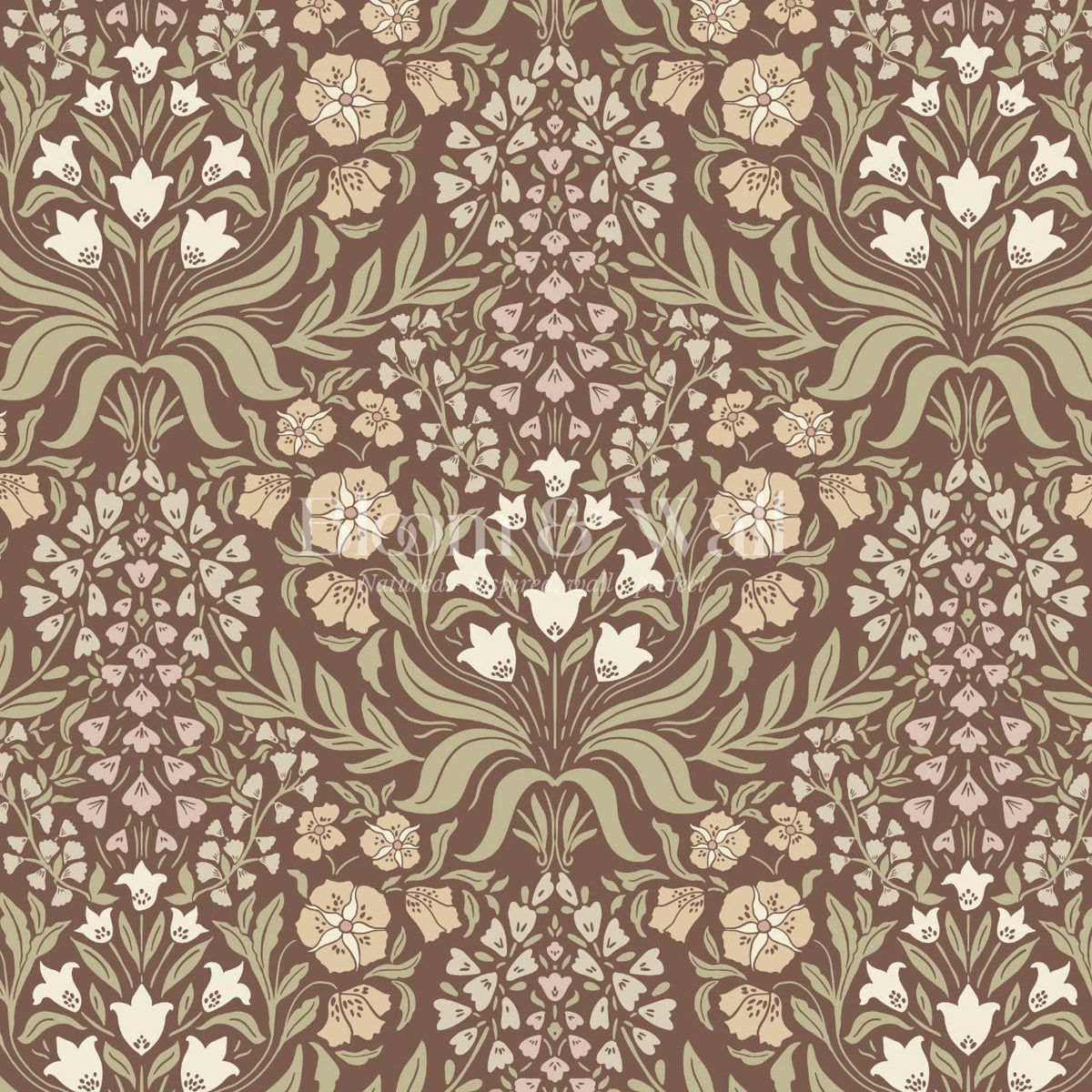 Rimia English Garden Brown Olive Almond Wallpaper