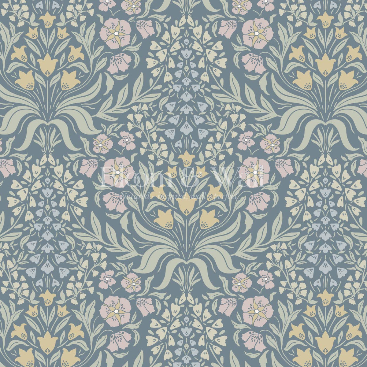 Rimia English Garden Gray Sky Pale Mauve Wallpaper
