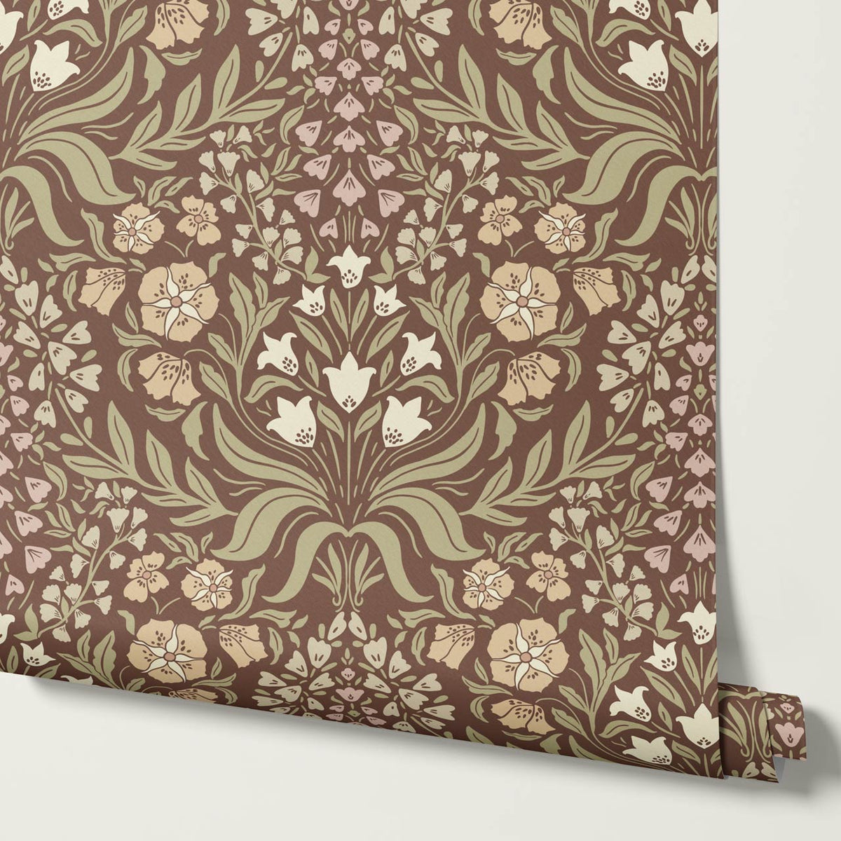 Rimia English Garden Brown Olive Almond Wallpaper