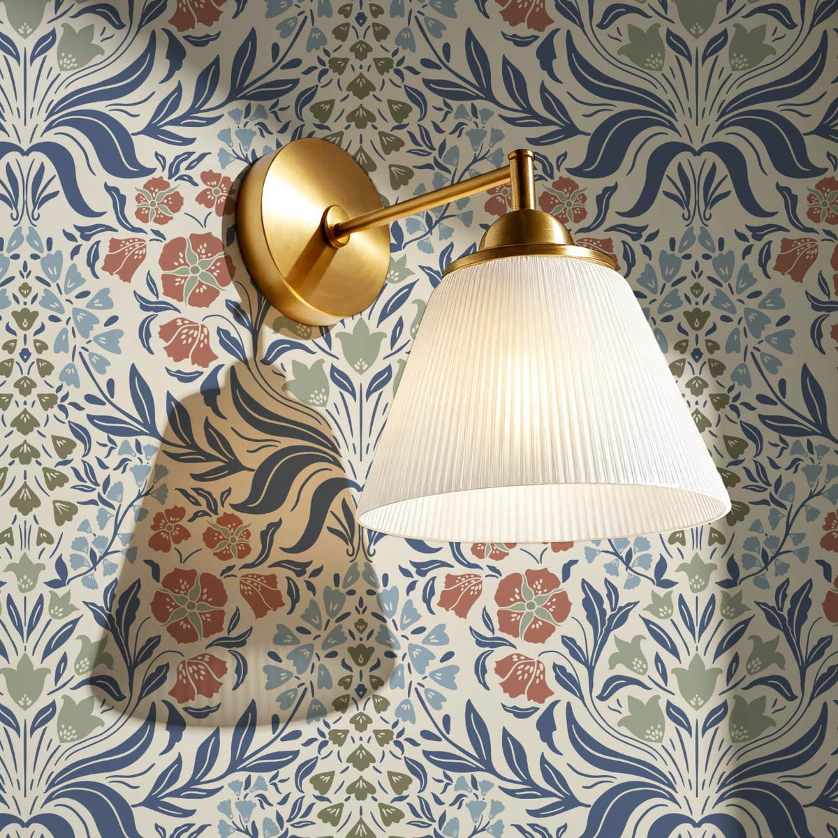 Rimia English Taupe Navy Red Clay Sage Wallpaper