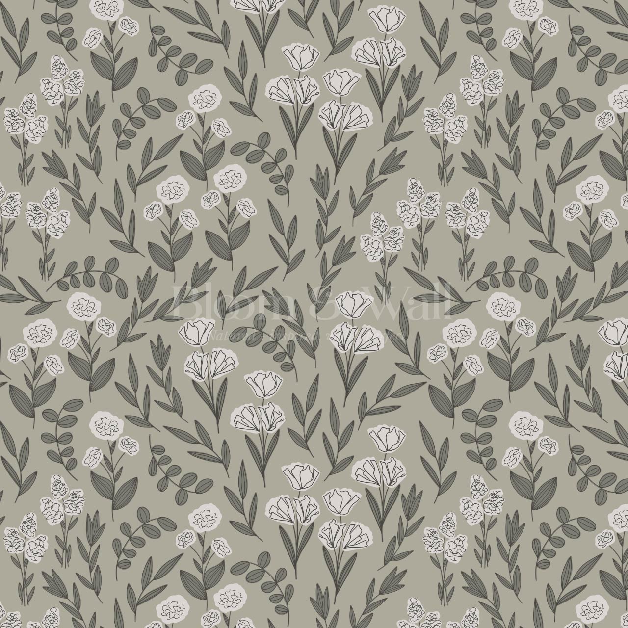 River Country Floral Olive Wallpaper