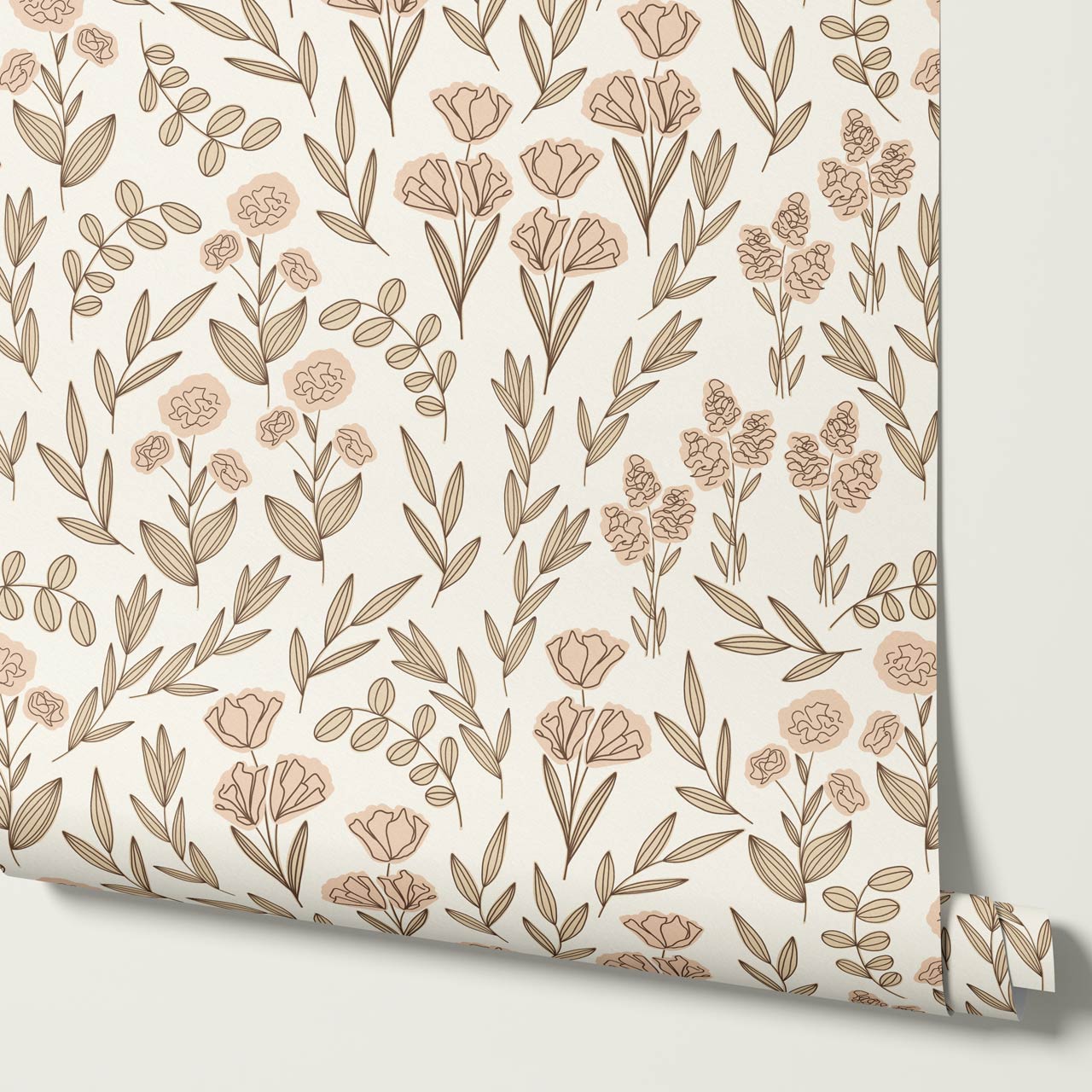 River Country Floral Yellow Peach Wallpaper