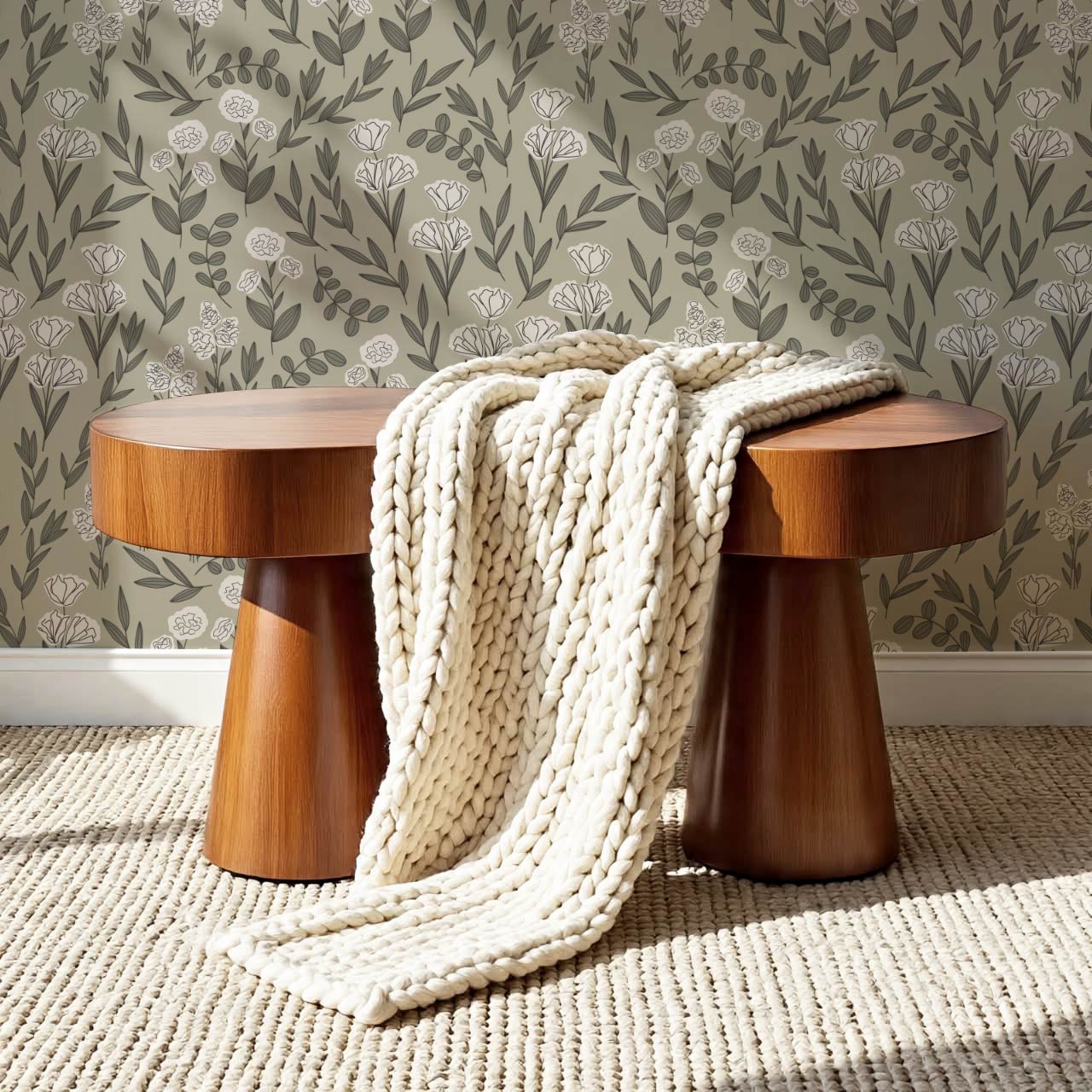 River Country Floral Olive Wallpaper