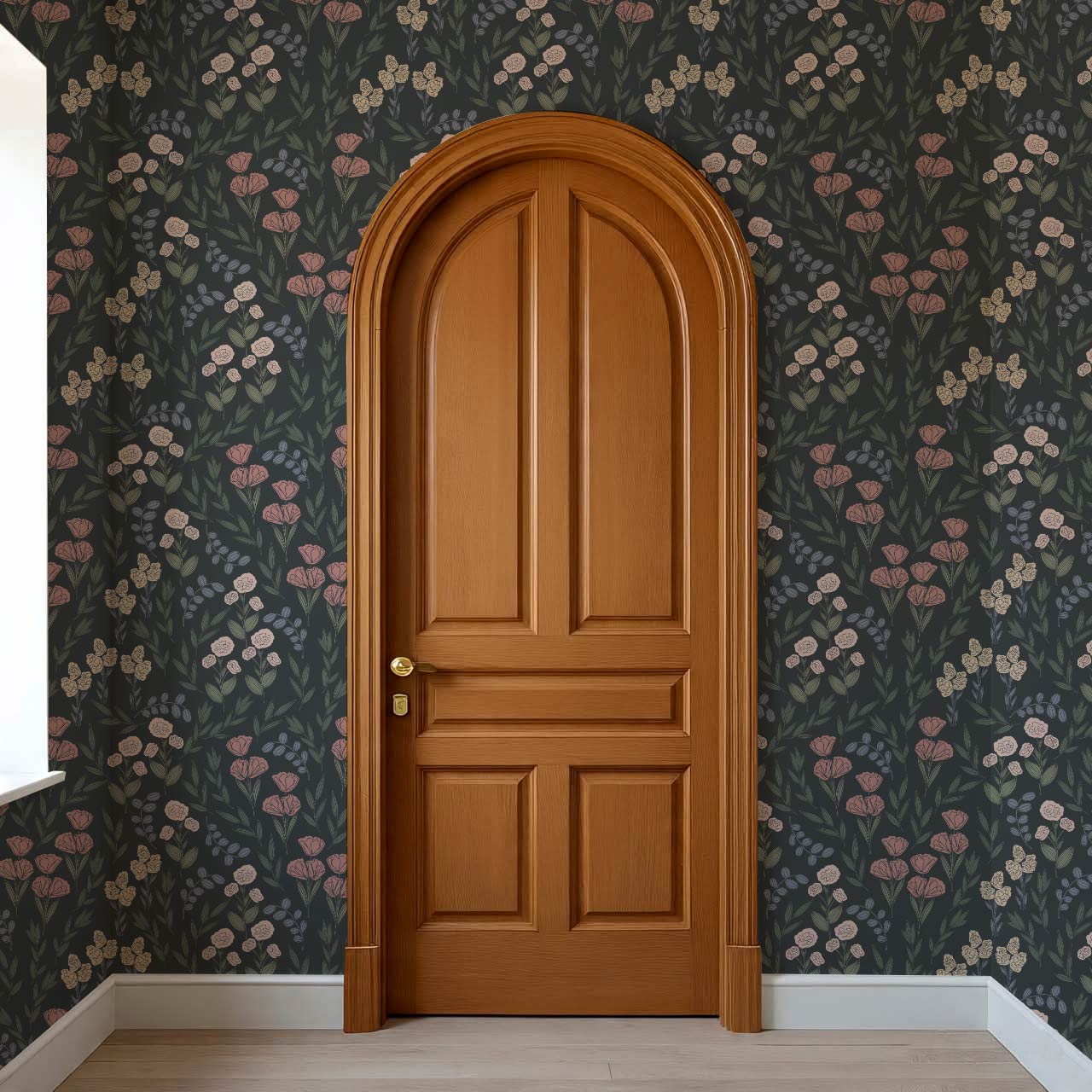 River Country Floral Moody Green Wallpaper