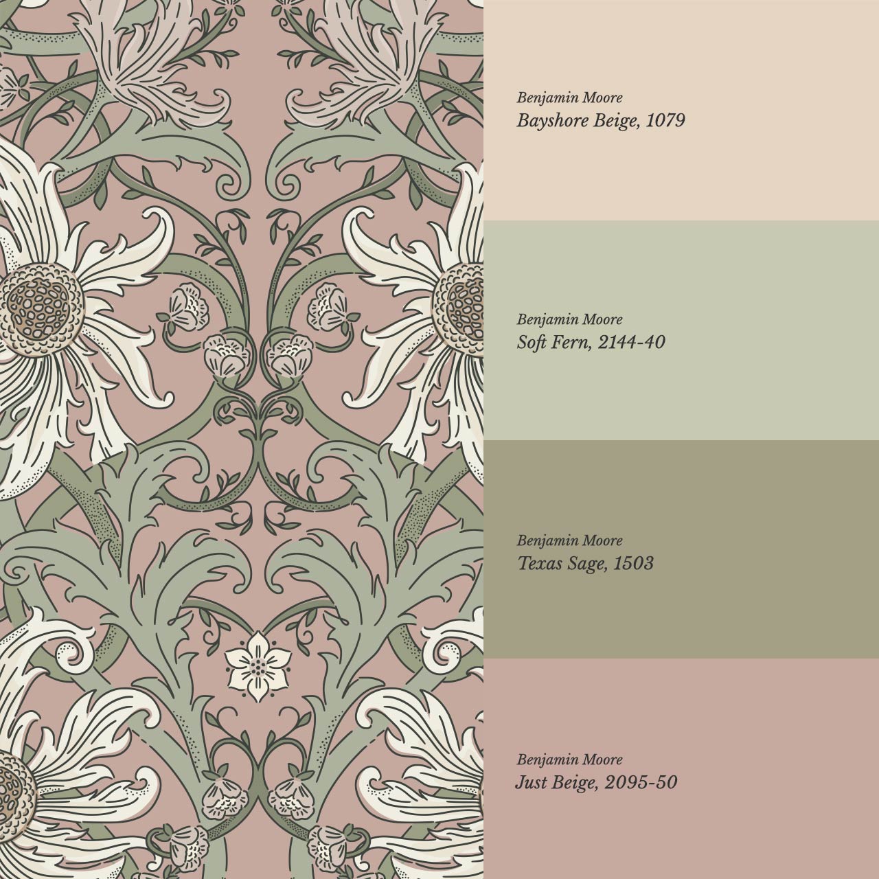 Robin Heritage Bloomery Mauve Sage Wallpaper