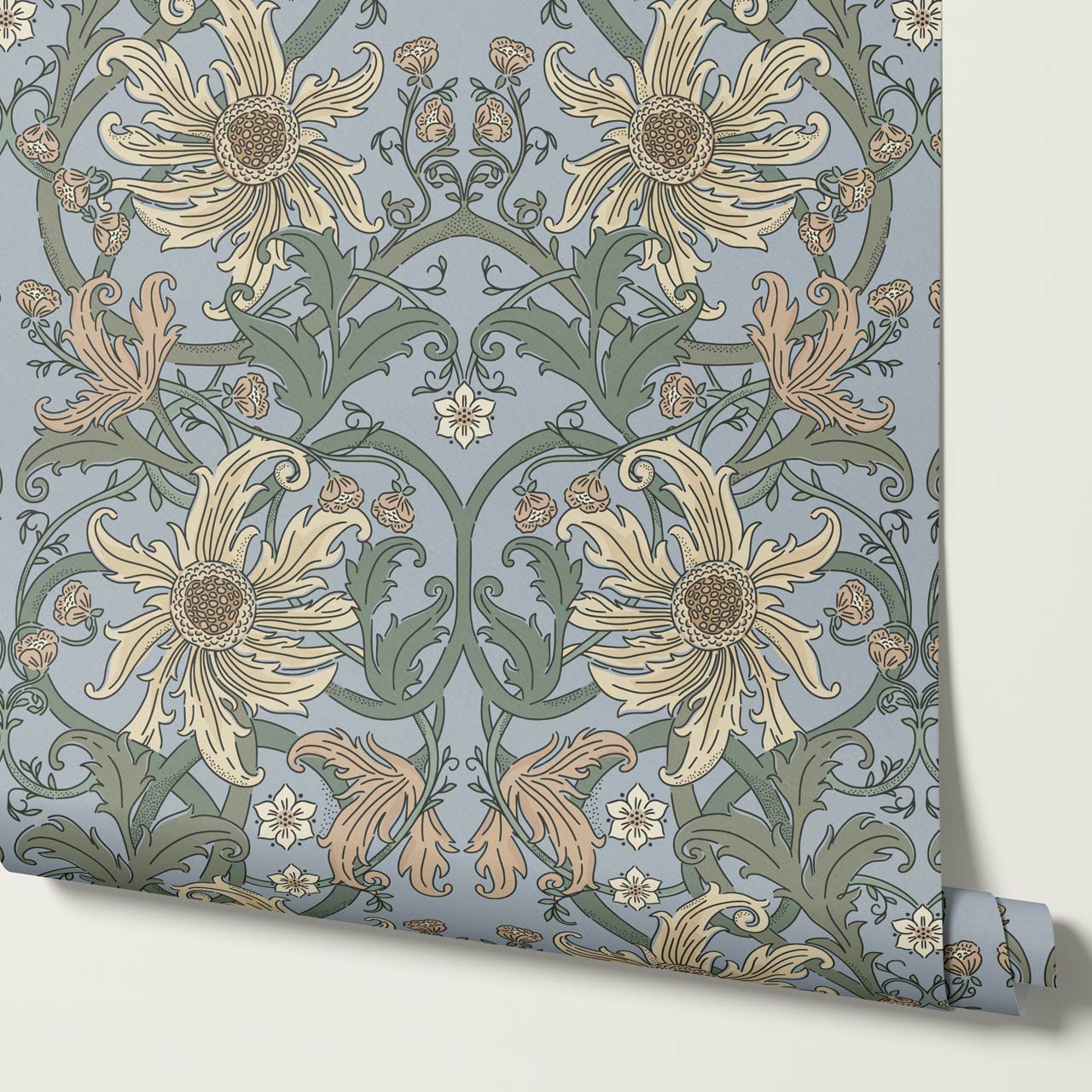 Robin Heritage Bloomery Blue Butter Wallpaper