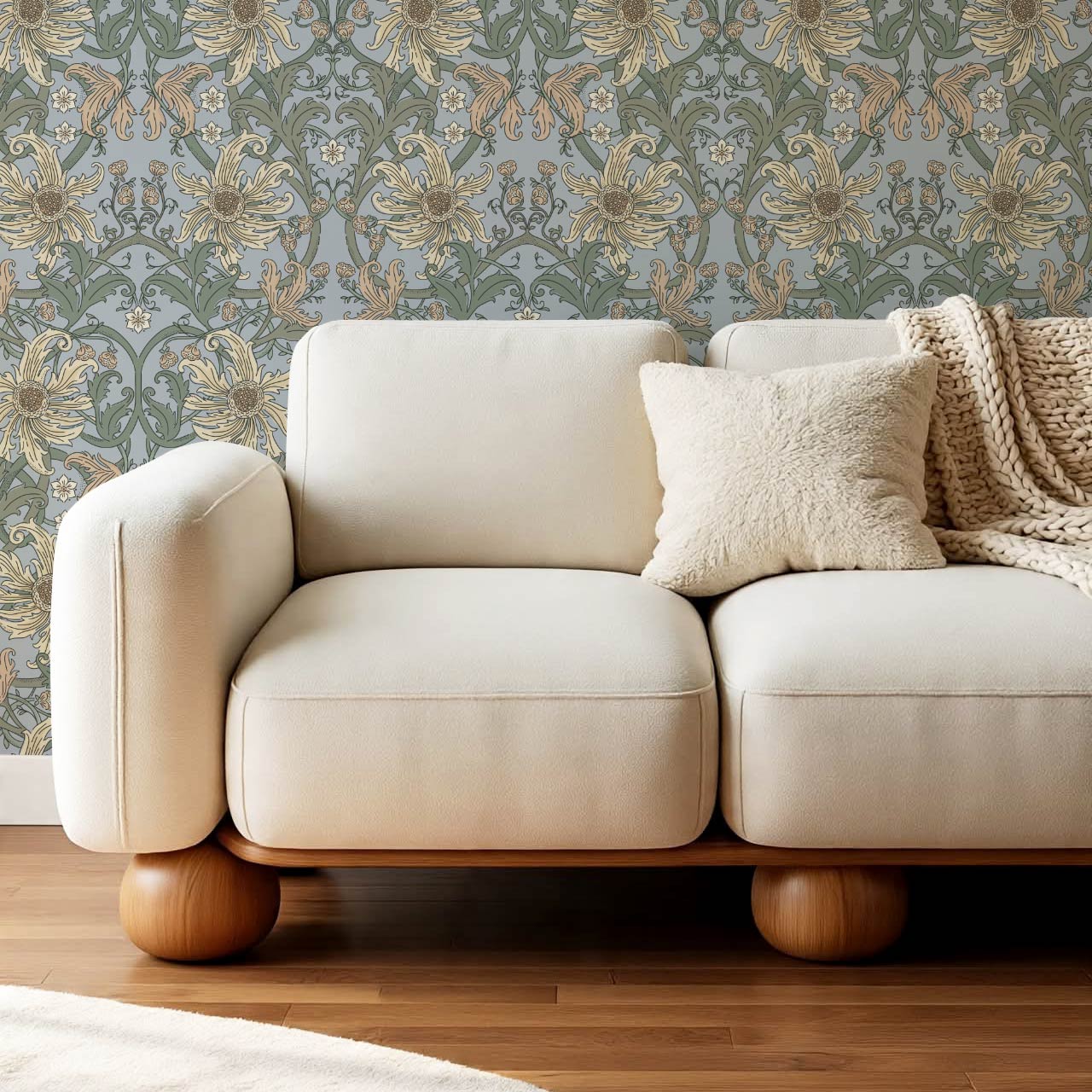 Robin Heritage Bloomery Blue Butter Wallpaper
