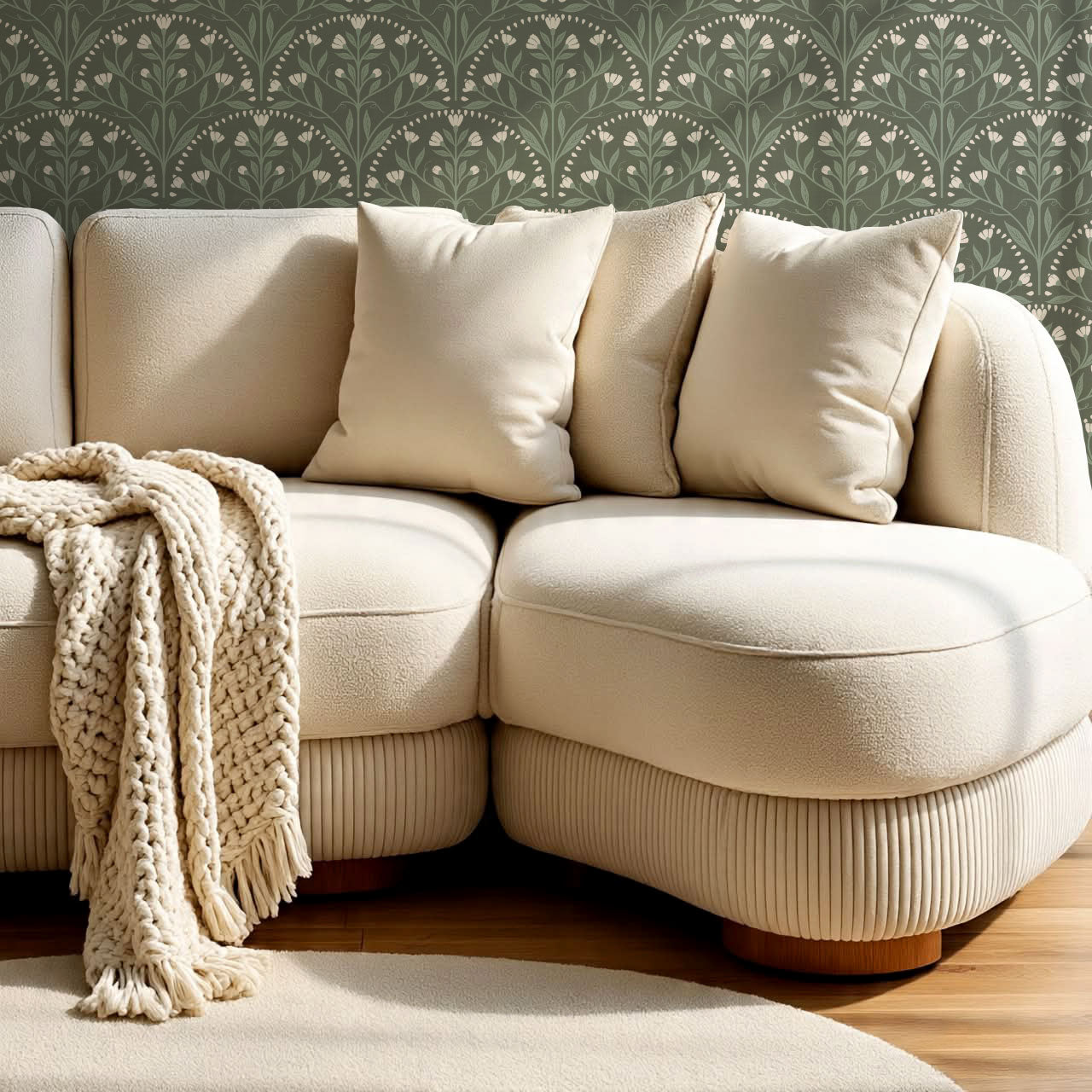 Rochelle Creeping Trellis Scallop Forest Wallpaper