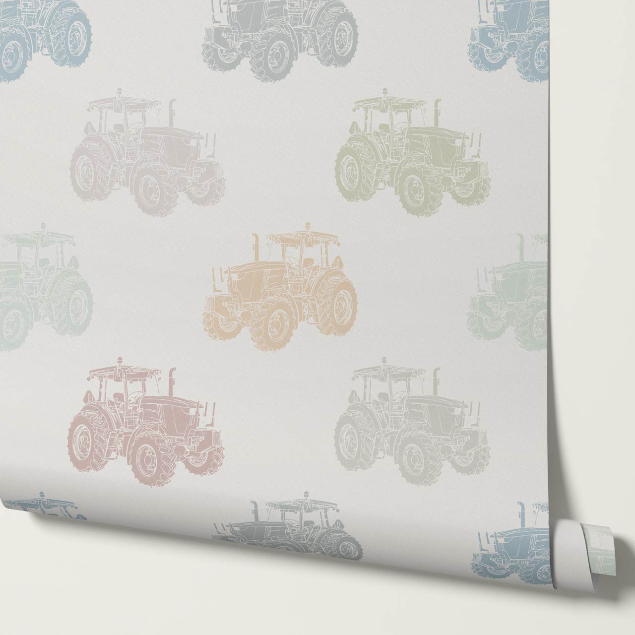Rolli Tractor Muted Multicolor Gray Wallpaper