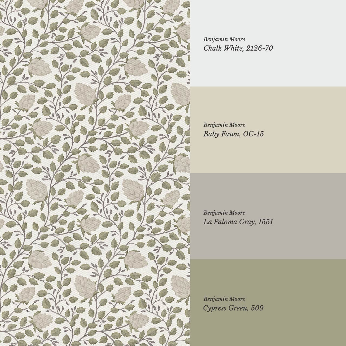 Romelia Hope Vine Cream Taupe Olive Wallpaper