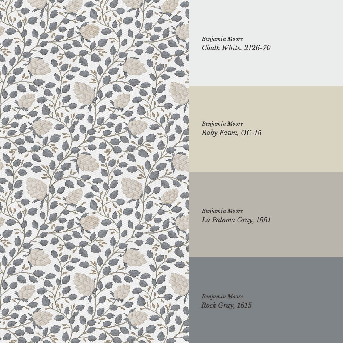 Romelia Hope Vine Ivory Slate Blue Wallpaper