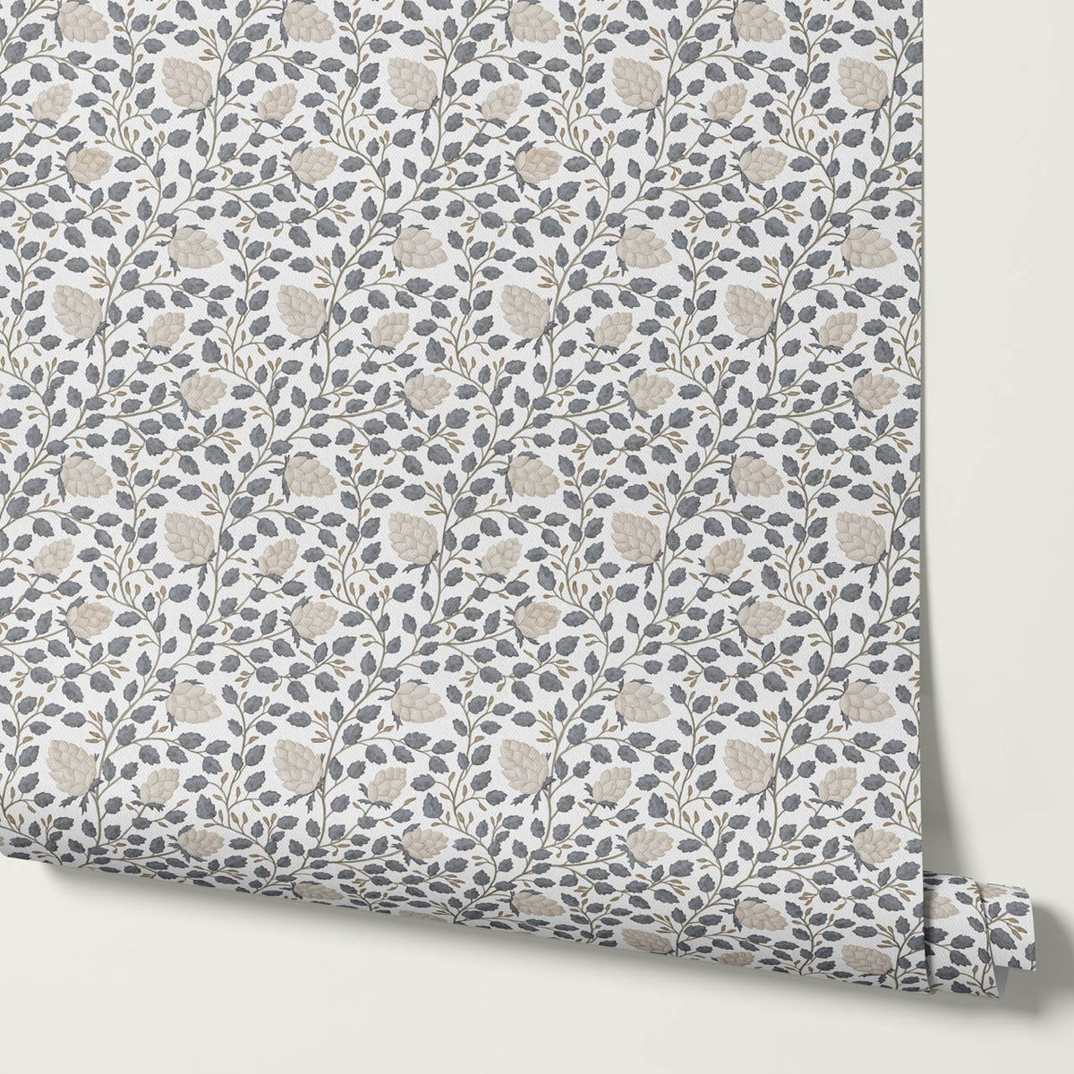 Romelia Hope Vine Ivory Slate Blue Wallpaper