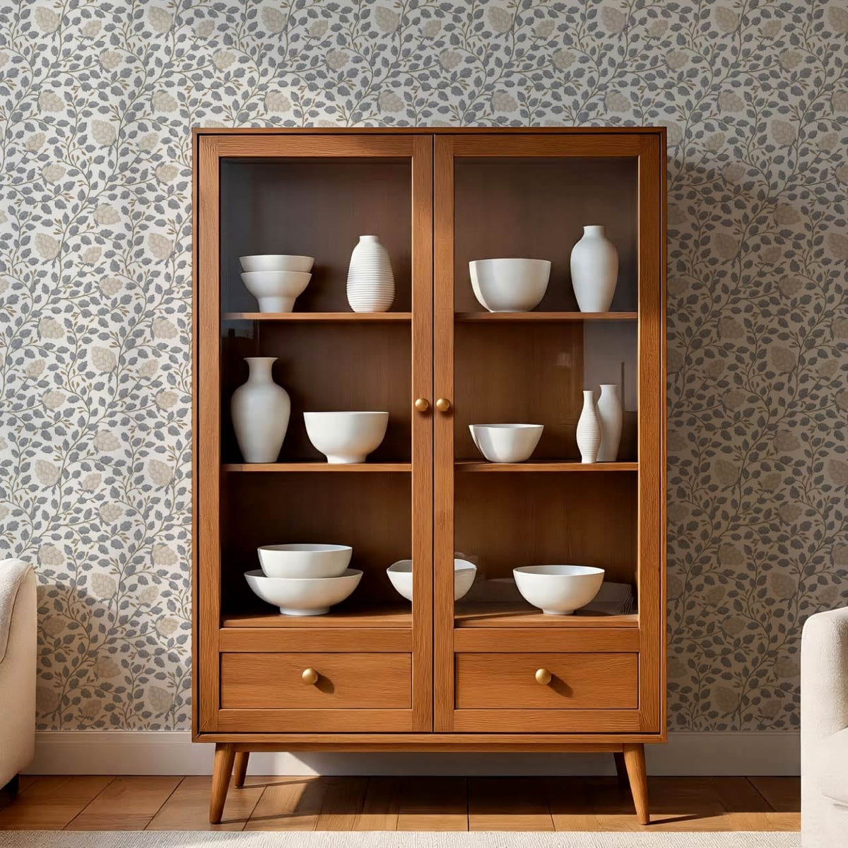 Romelia Hope Vine Bone Cream Gray Sky Wallpaper