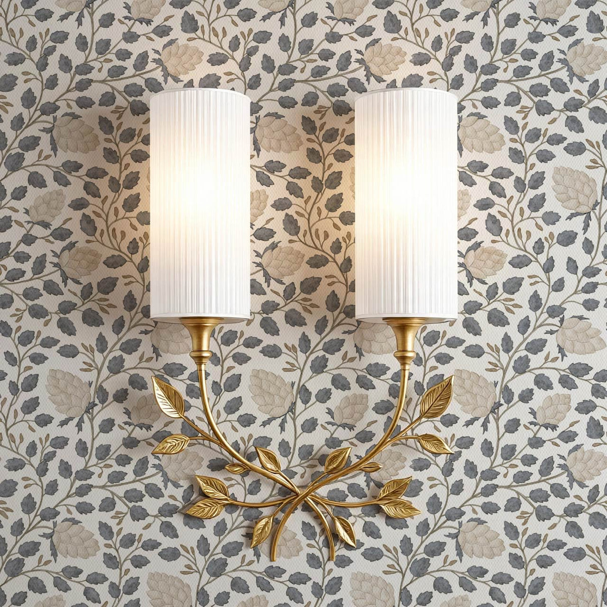 Romelia Hope Vine Ivory Slate Blue Wallpaper