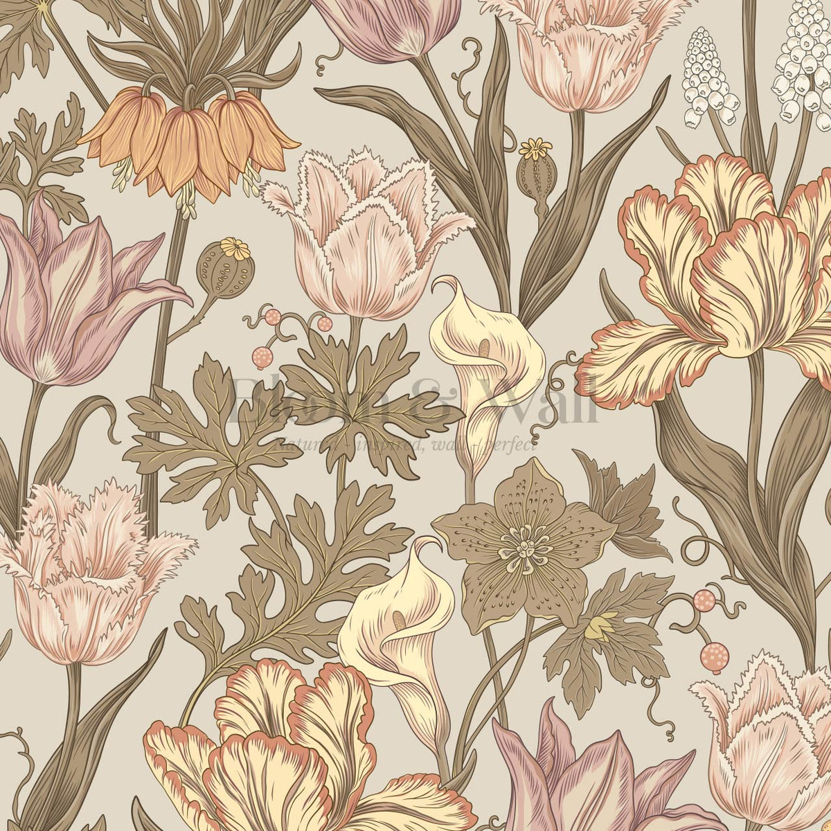 Rosa Tulips Autumn Beige Honey Wallpaper