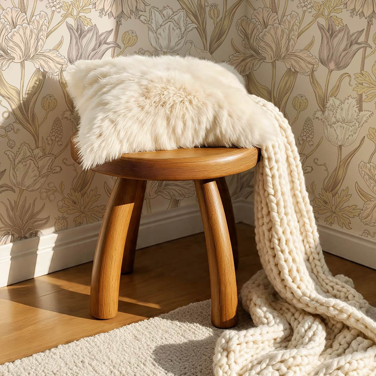Rosa Tulips Beige Soft Dove Gray Wallpaper