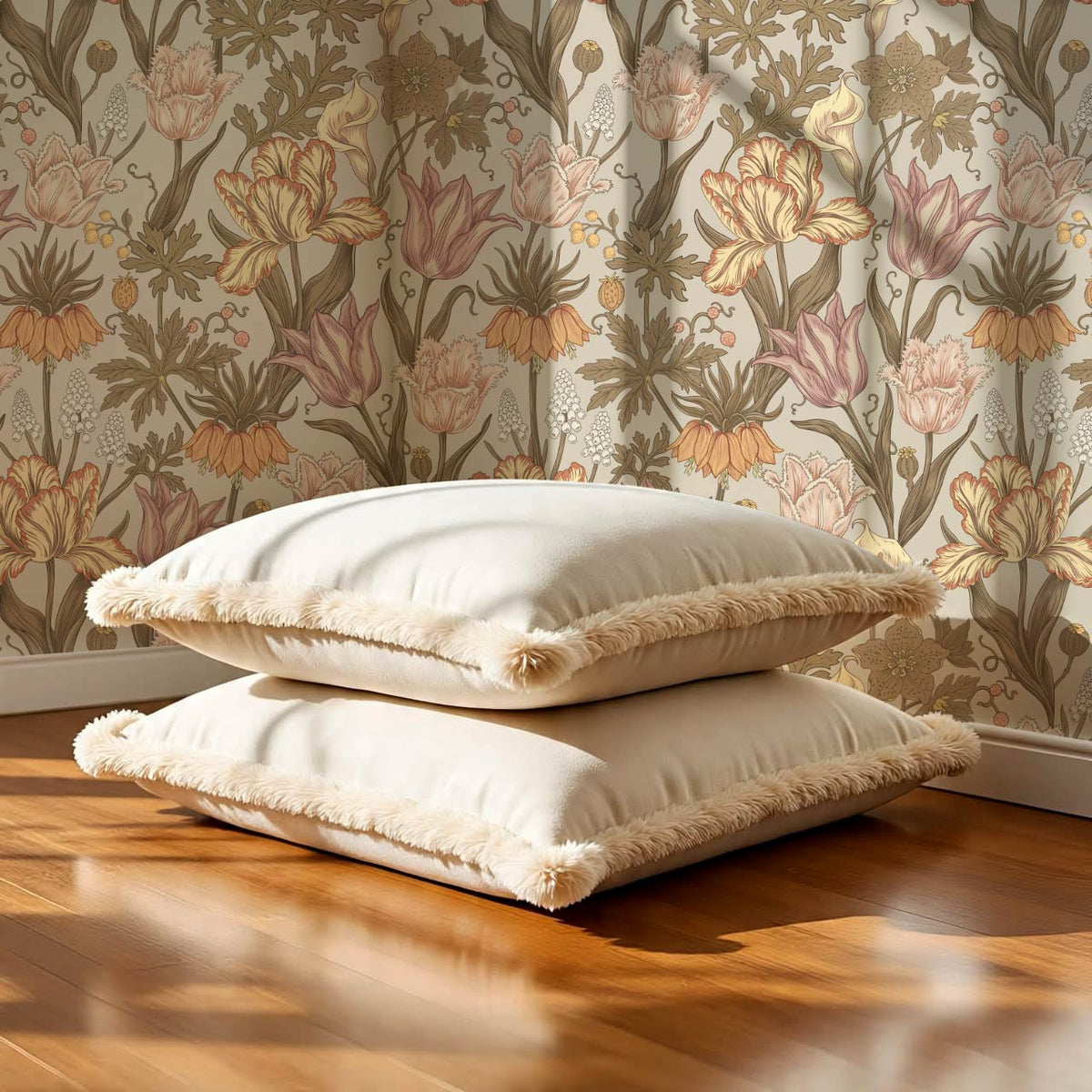Rosa Tulips Autumn Beige Honey Wallpaper