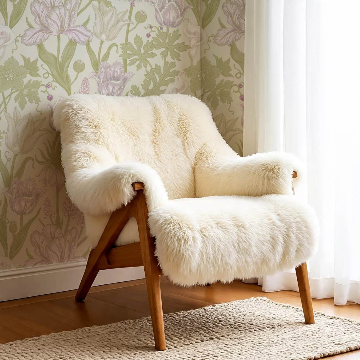 Rosa Tulips Soft Green Lilac Wallpaper
