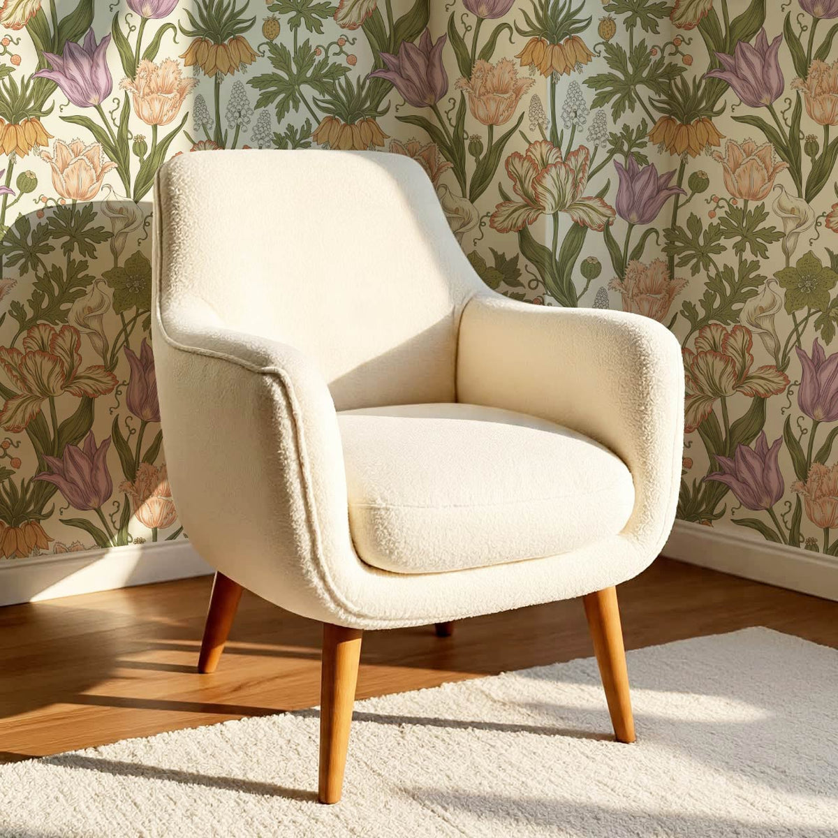 Rosa Tulips Cream Blush Plum Wallpaper