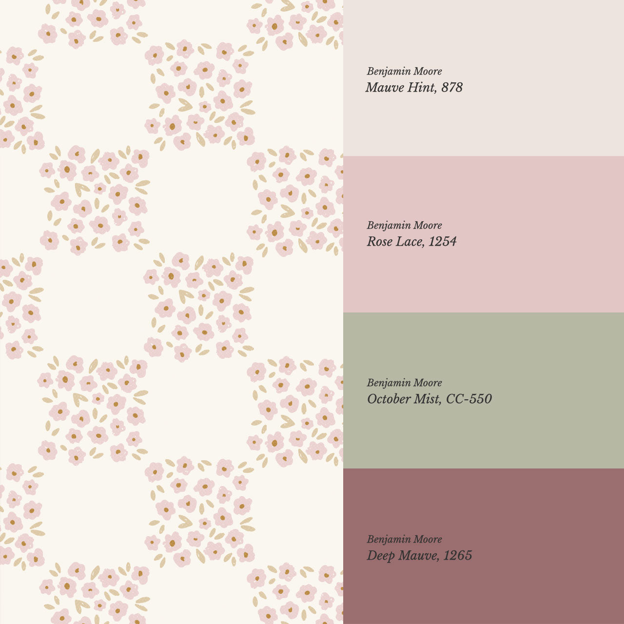 Rosalie Floral Checkerboard Soft Pink Wallpaper