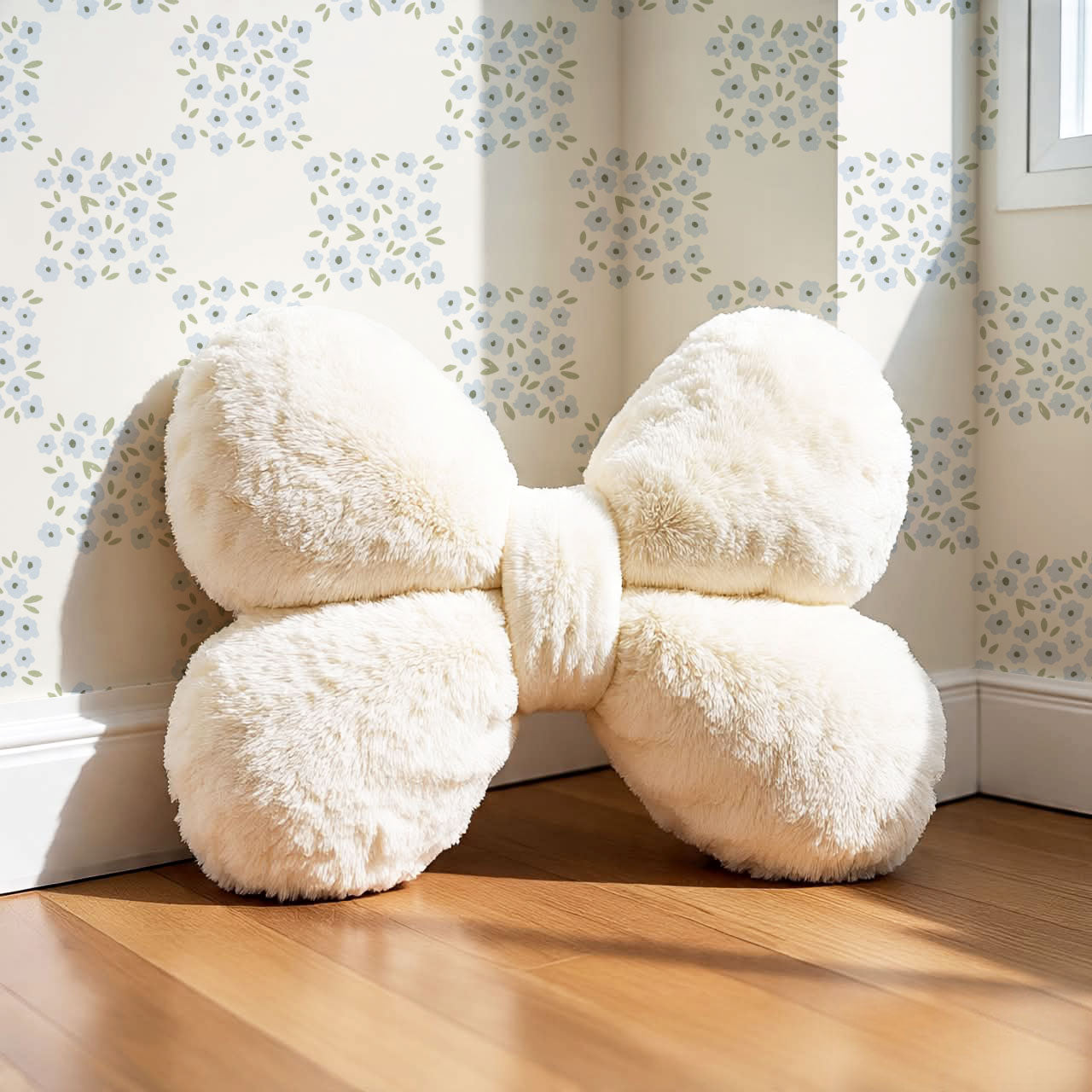 Rosalie Floral Checkerboard Soft Blue Wallpaper