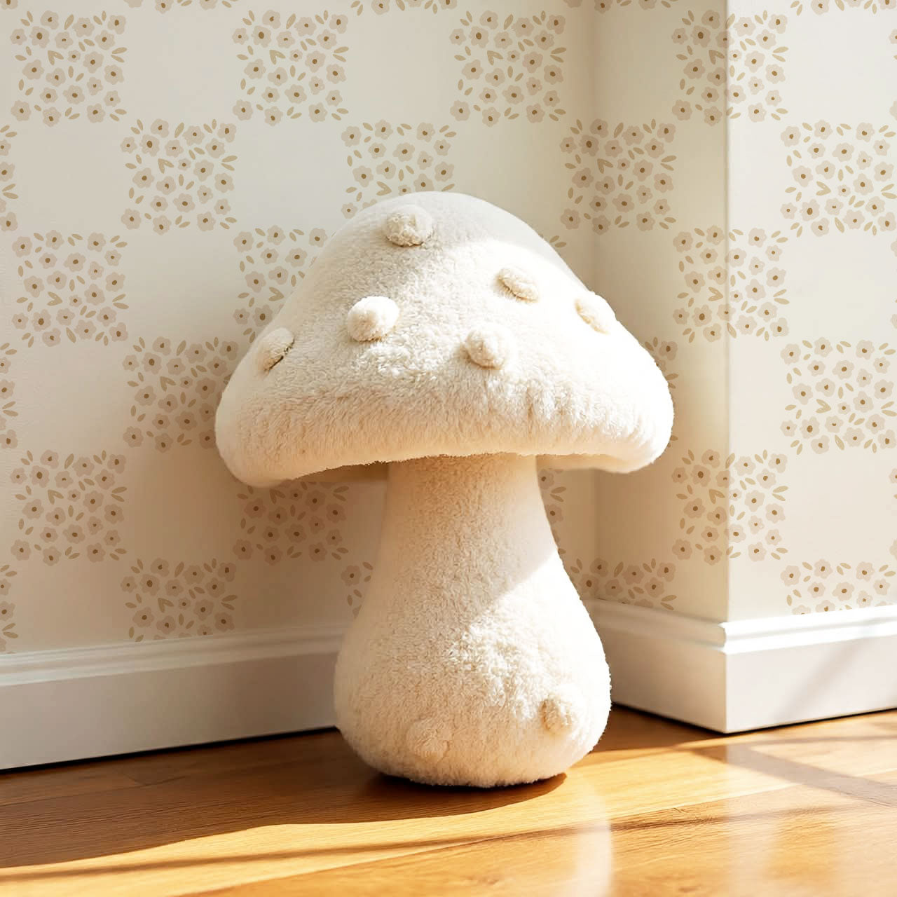 Rosalie Floral Checkerboard Neutral Wallpaper