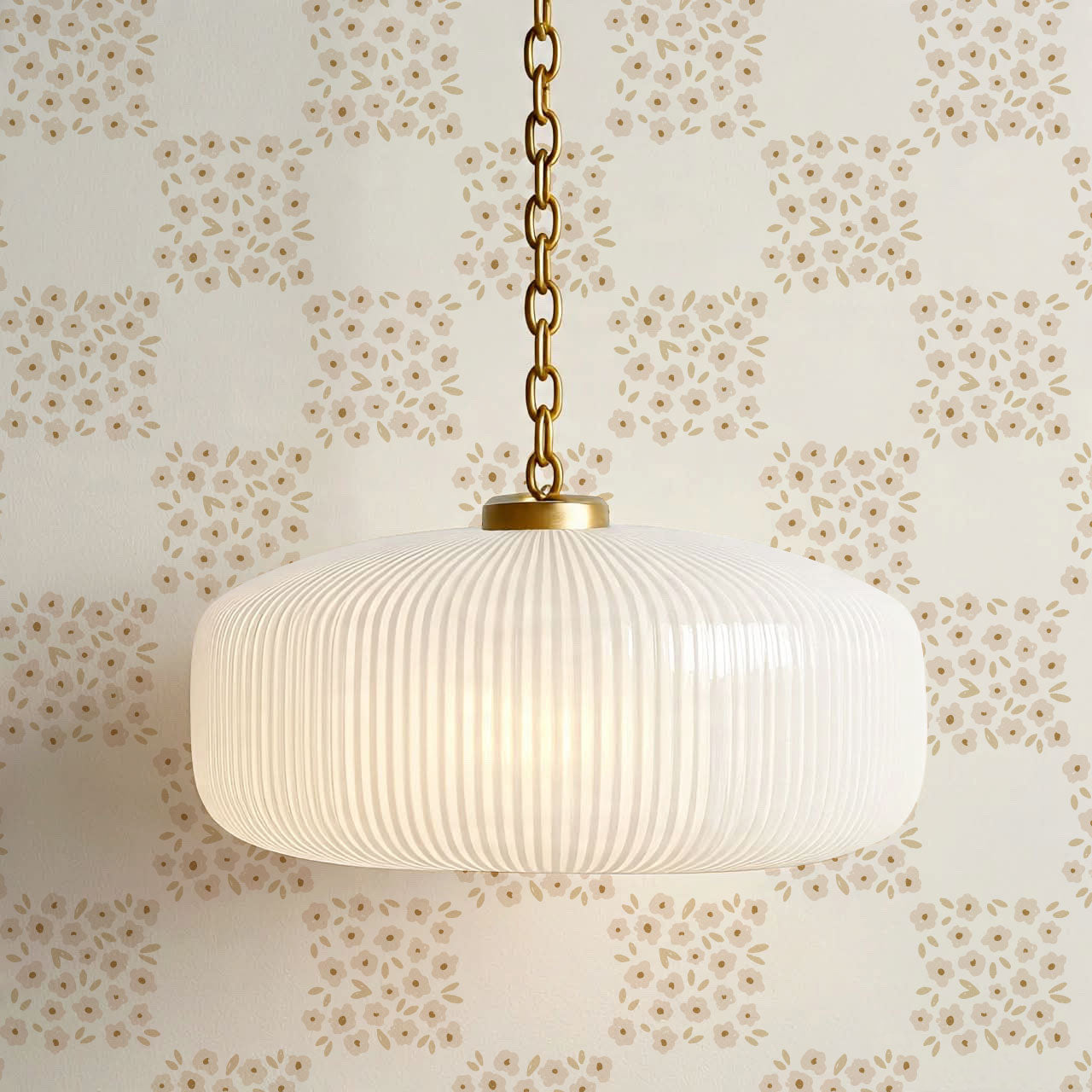 Rosalie Floral Checkerboard Neutral Wallpaper